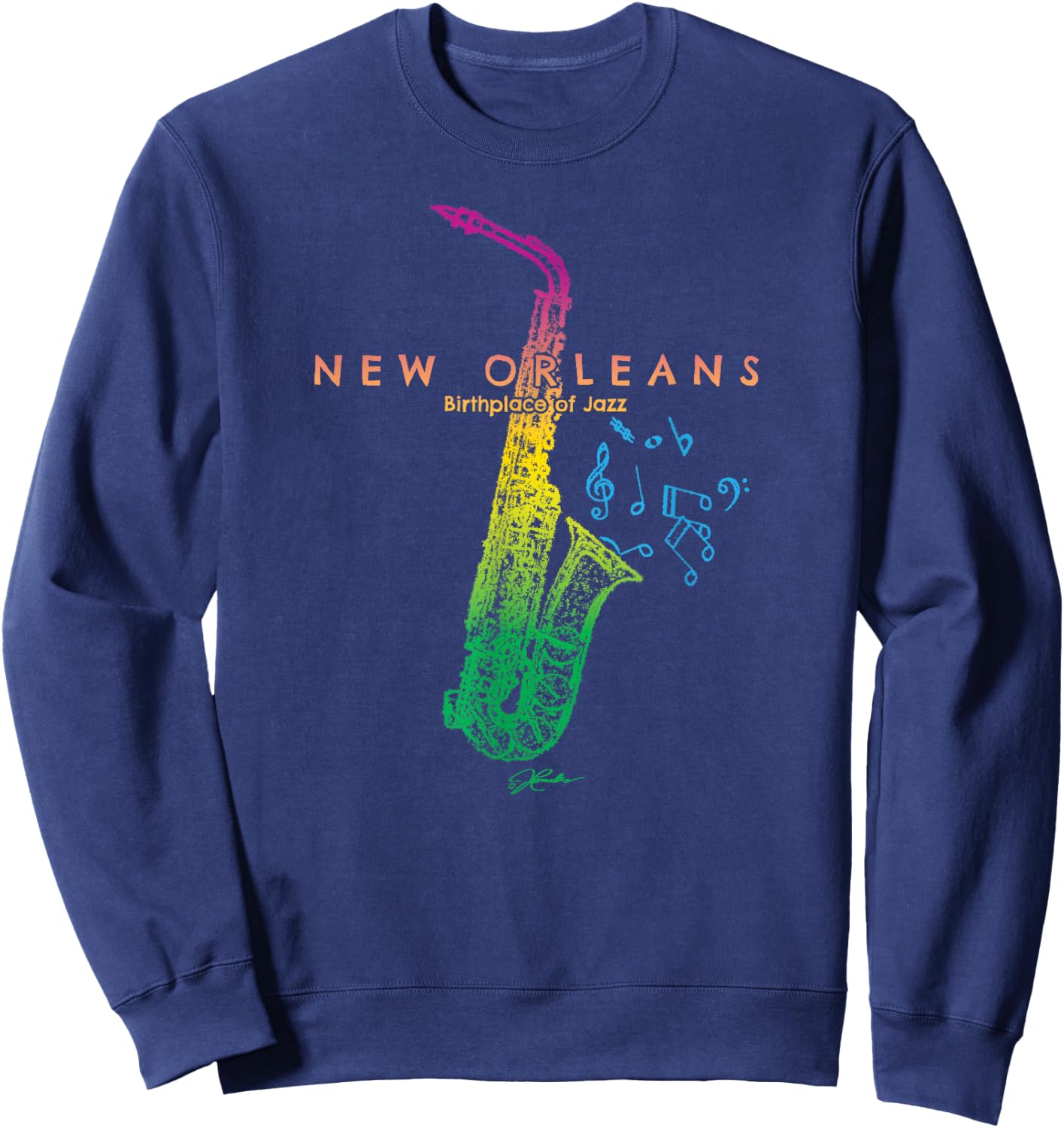 JCombs: New Orleans, Birthplace of Jazz Sweatshirt - Sweatshirt | Navy