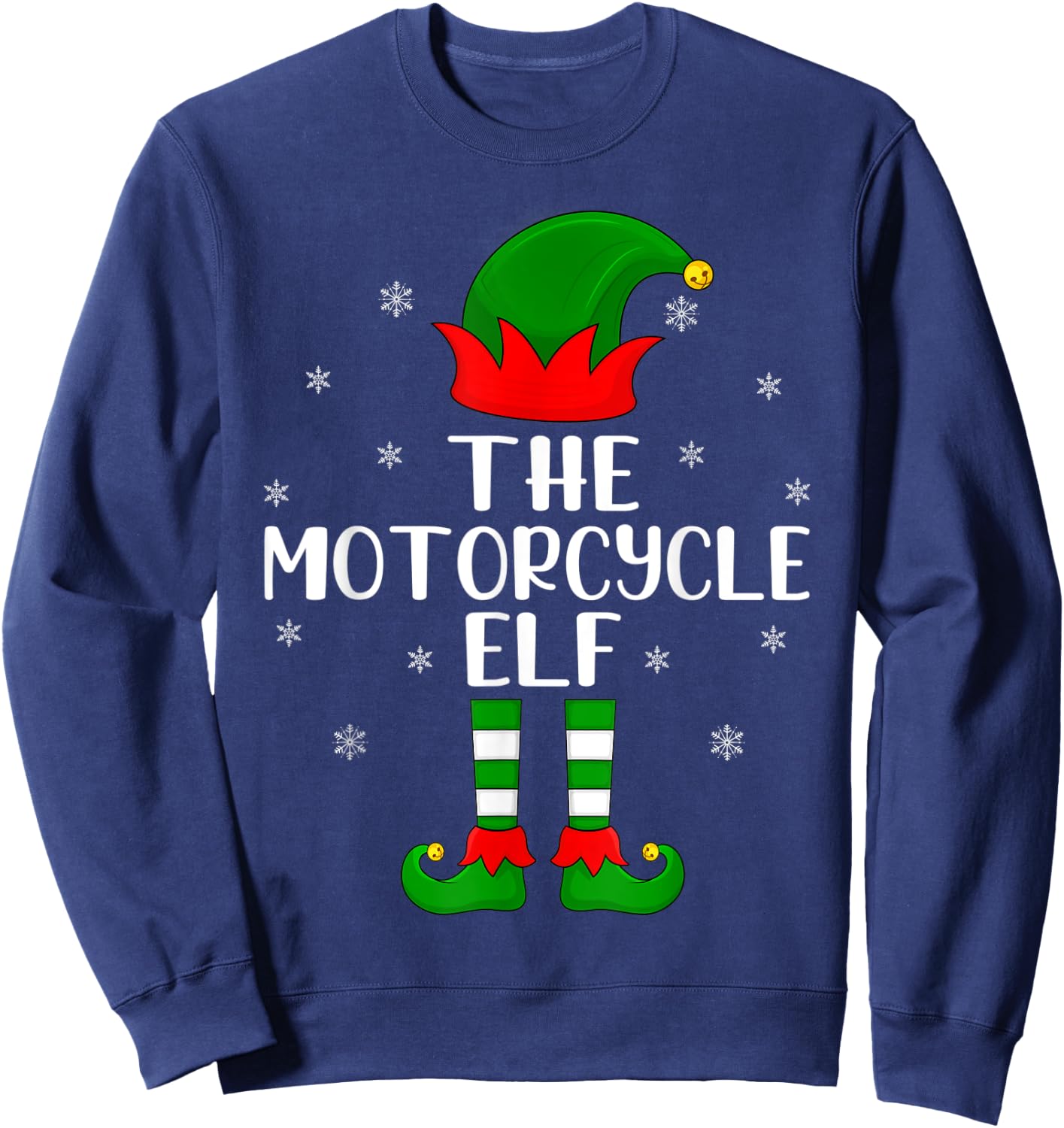 The Motorcycle Elf Christmas Party Matching Family Xmas Sweatshirt - Sweatshirt | Navy