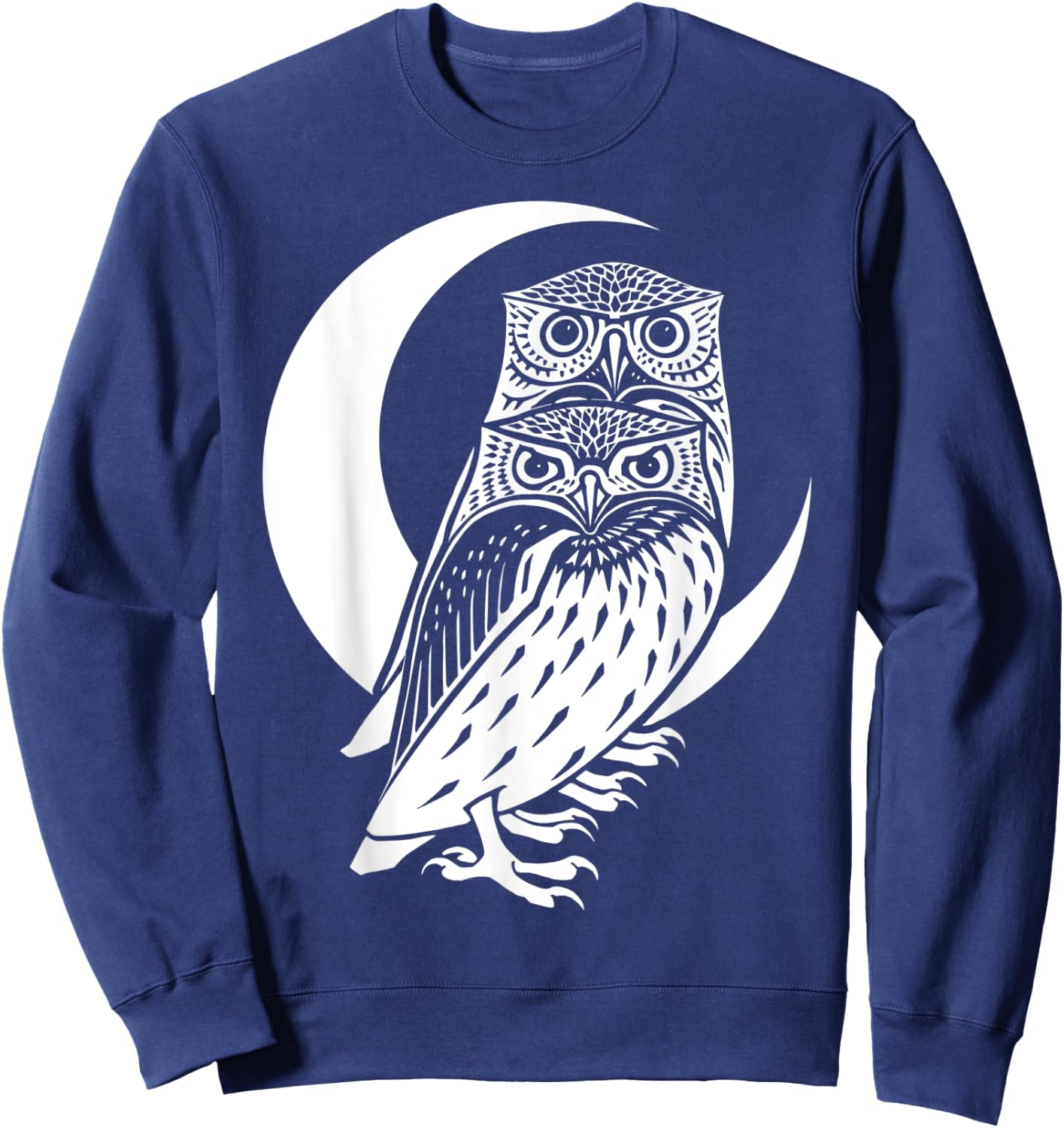 Witchy Wiccan Goth Owls And Halloween Crescent Moon Sweatshirt - Sweatshirt | Navy