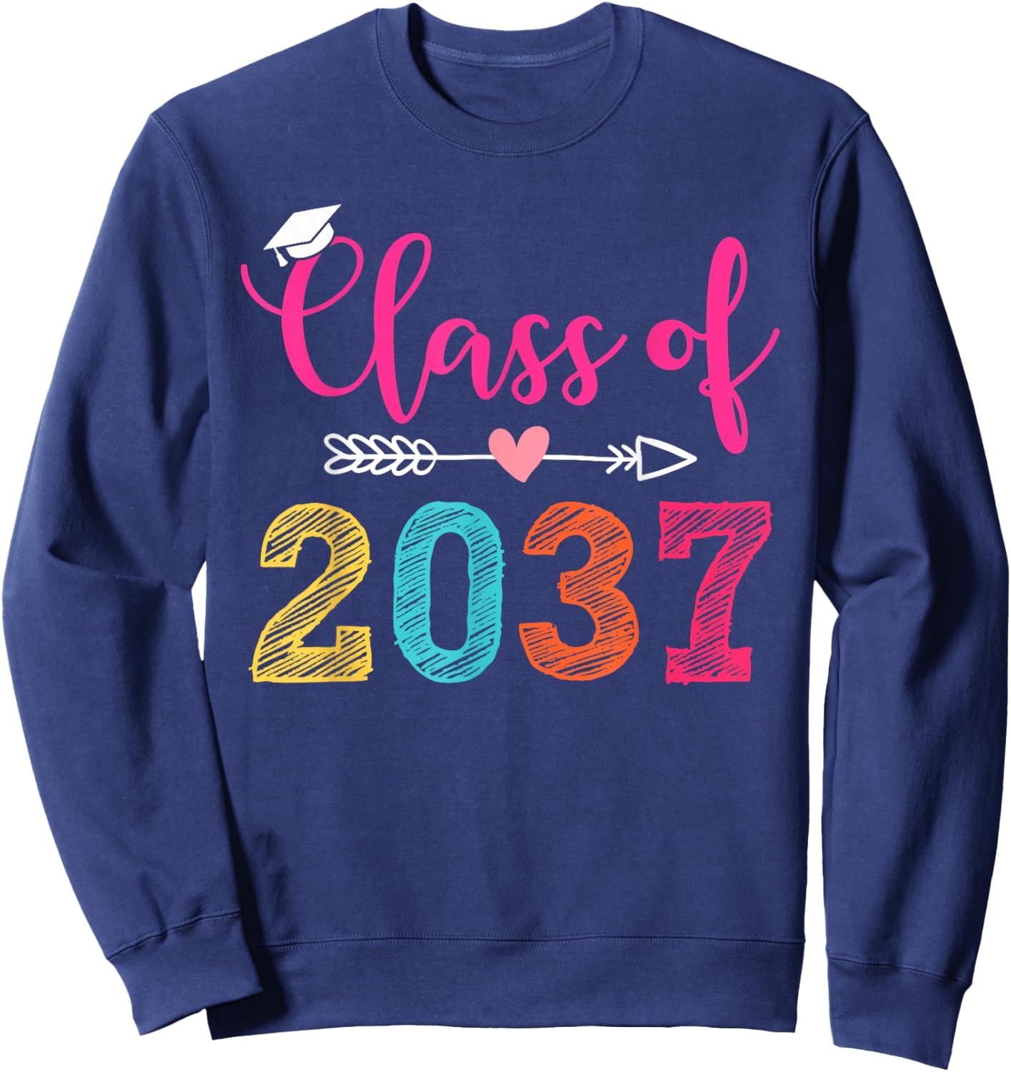 Class Of 2037 Pre K Grow With Me Graduation Boys Girls Sweatshirt - Sweatshirt | Navy