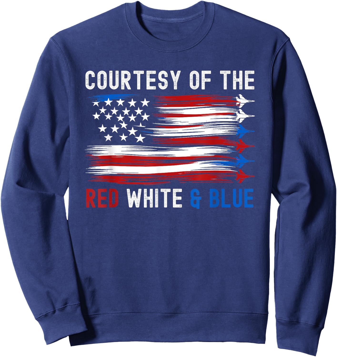 Courtesy Red White Blue Funny Patriotic US Flag Sweatshirt - Sweatshirt | Navy