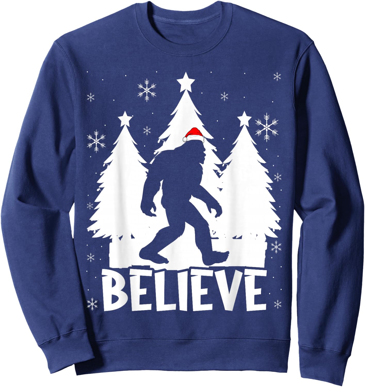 Believe In Bigfoot Christmas Sasquatch Bigfoot Santa Hat Sweatshirt - Sweatshirt | Navy