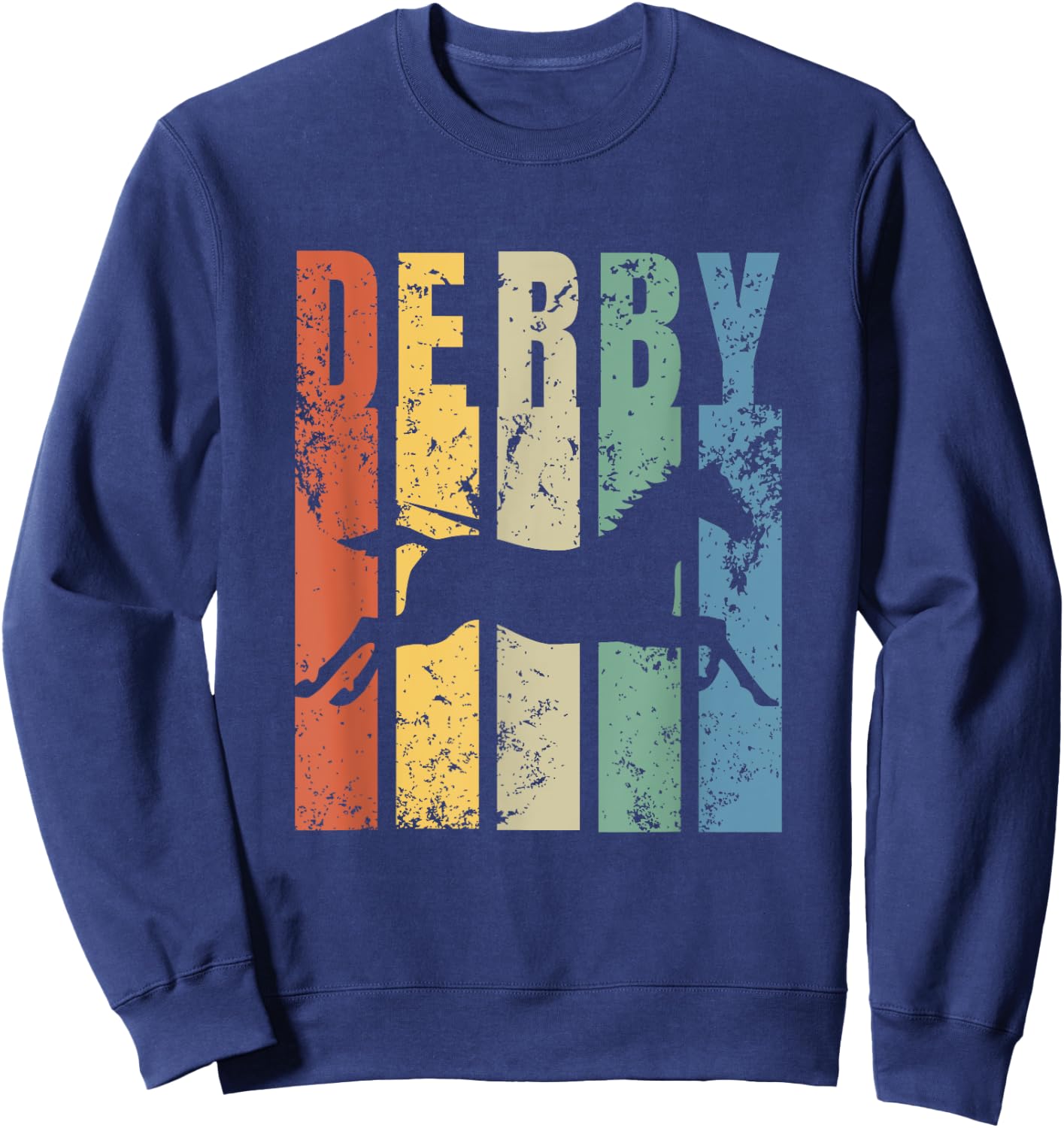 Derby Shirt Featuring Horse - Vintage Style Derby Sweatshirt - Sweatshirt | Navy