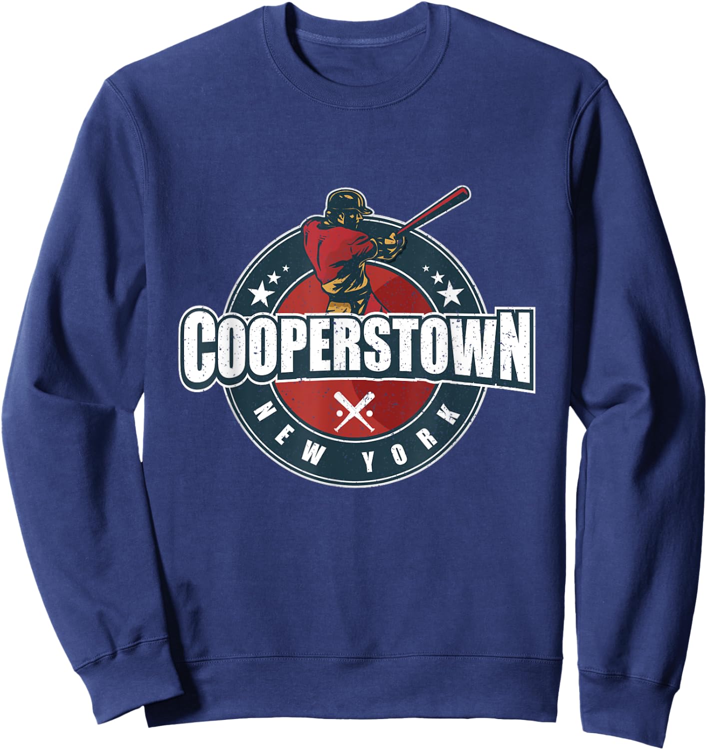 Vintage Baseball Badge Cooperstown New York Travel Souvenir Sweatshirt - Sweatshirt | Navy