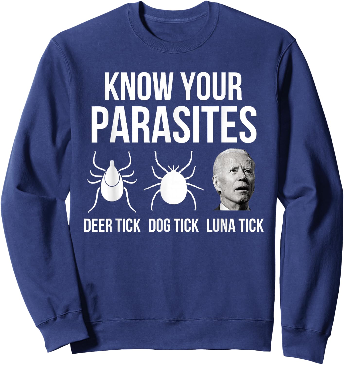 Know Your Parasites - Anti Joe Biden Sucks Funny Political Sweatshirt - Sweatshirt | Navy