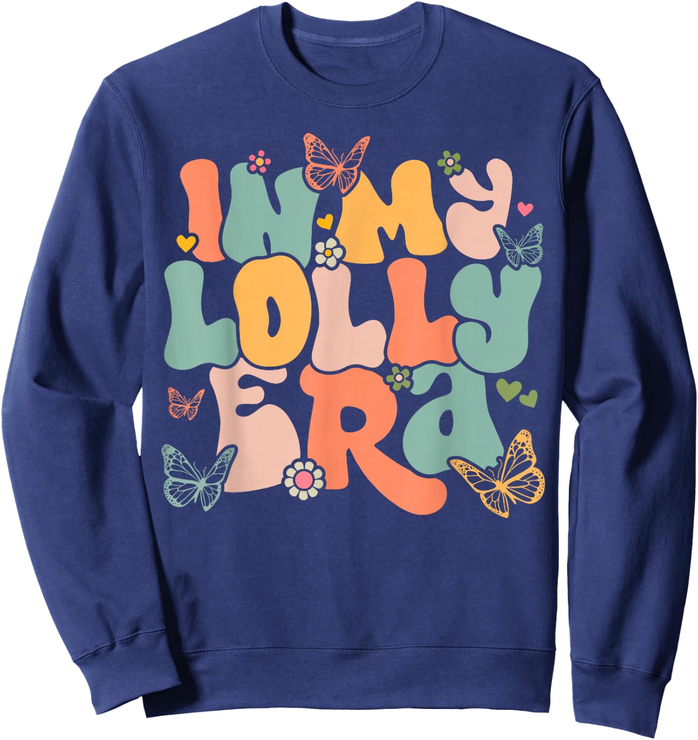 Retro Groovy In My Lolly Era Mother's Day Sweatshirt - Sweatshirt | Navy