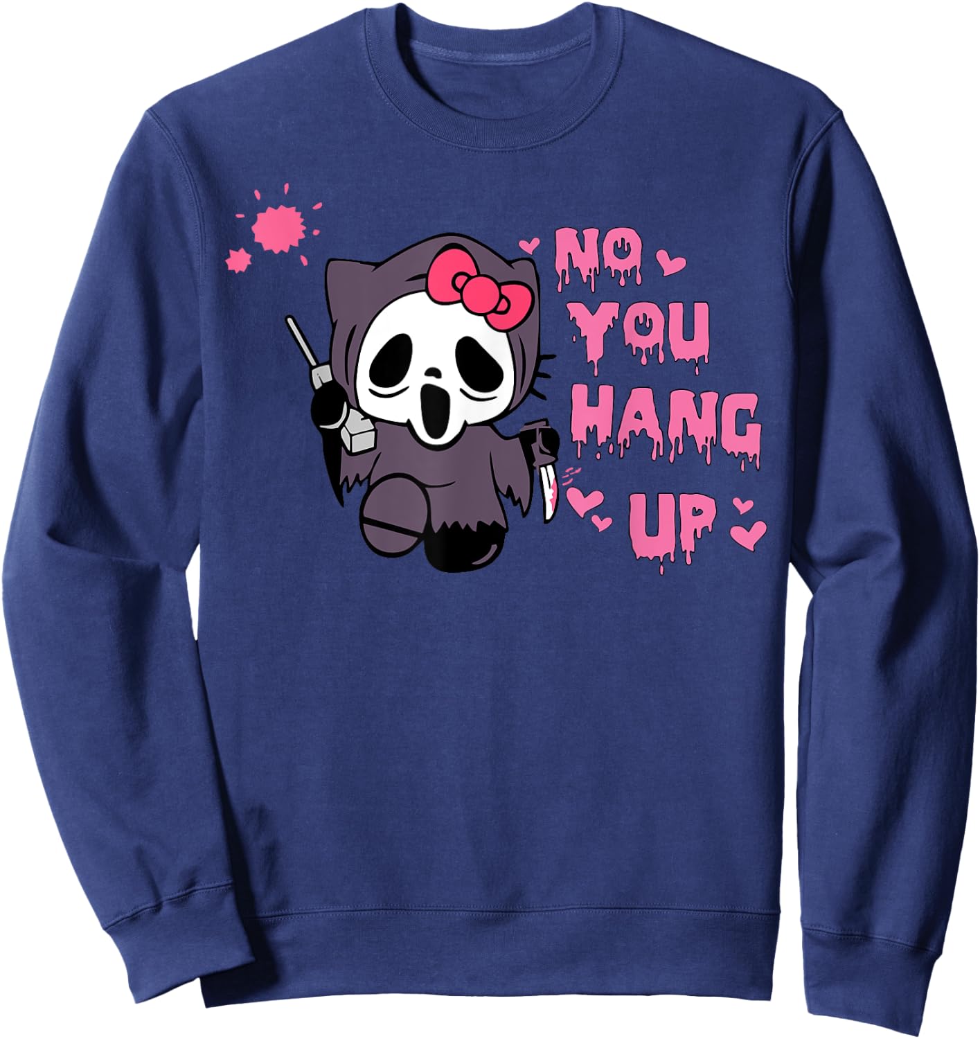 No You Hang Up Cats Horror Skeleton Sweatshirt - Sweatshirt | Navy