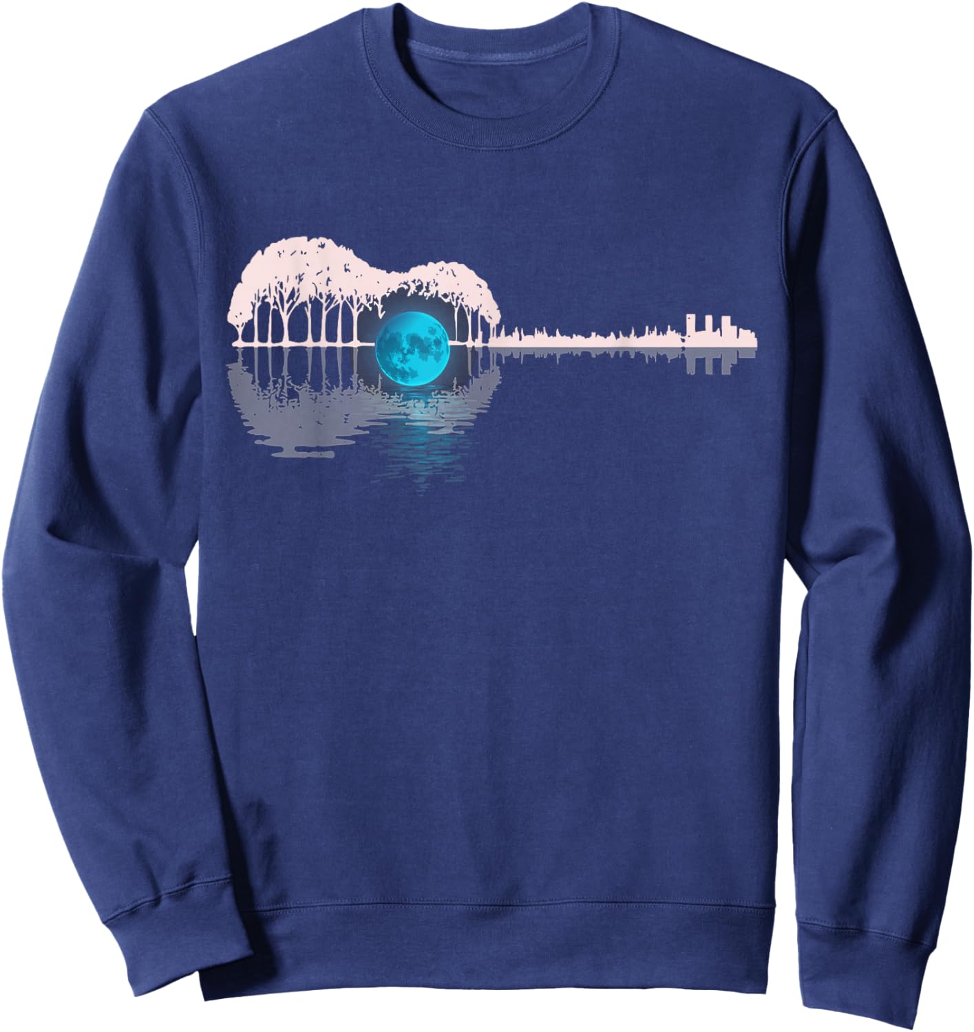 Guitar Lake Shadow Guitarists Musician Acoustic Guitar Lover Sweatshirt - Sweatshirt | Navy
