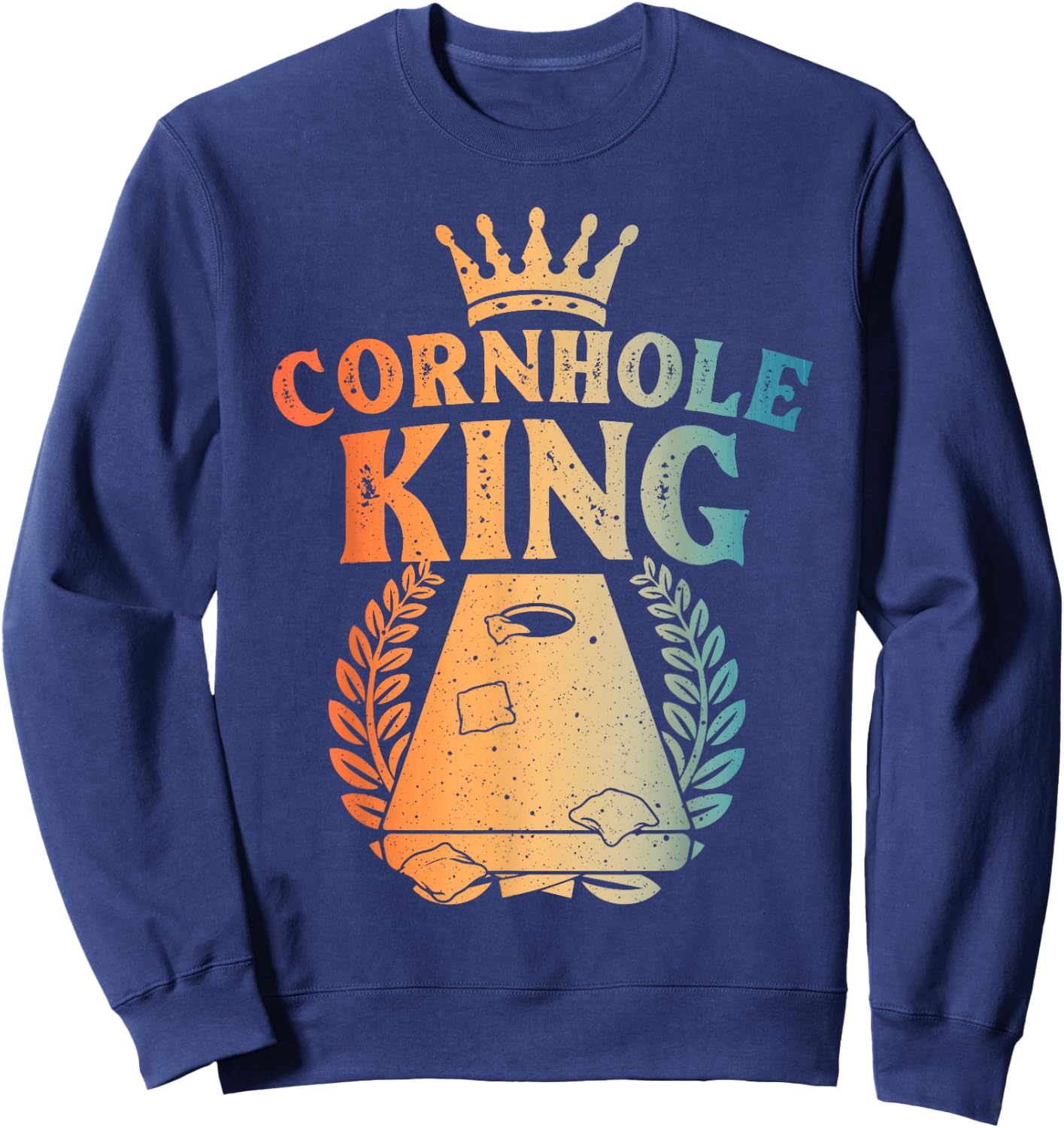 Cornhole Design Dad Cornhole King Cornhole Player , Small, Black Sweatshirt - Sweatshirt | Navy