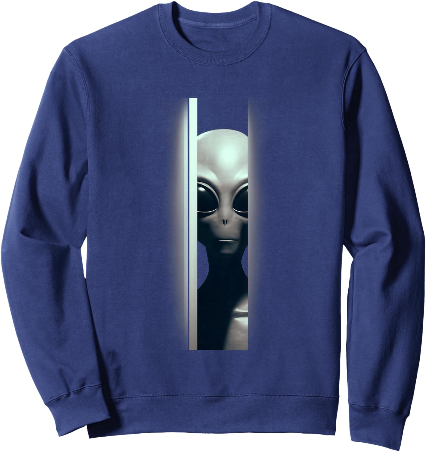 Alien Peeking Zeta-Reticuli Ufonaut UFO Abduction Sci-fi Sweatshirt - Sweatshirt | Navy