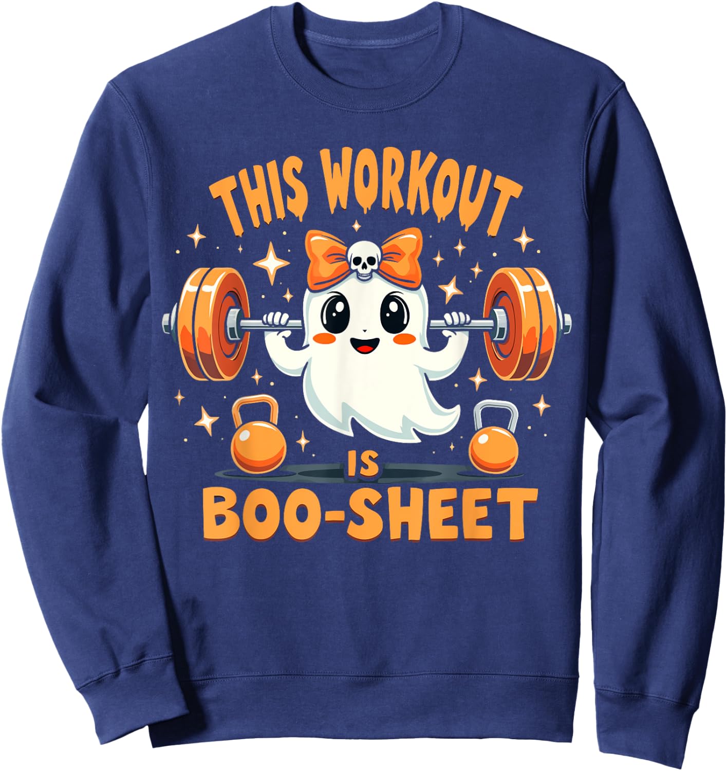 This Workout Is Boo-Sheet Ghost Funny Halloween Gym Fitness Sweatshirt - Sweatshirt | Navy