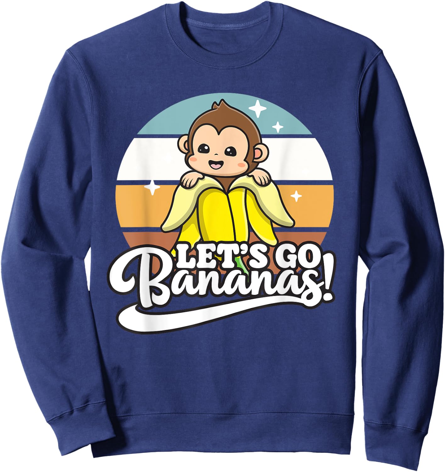Cute Kawaii Monkey, Funny Let’s Go Bananas Sweatshirt - Sweatshirt | Navy
