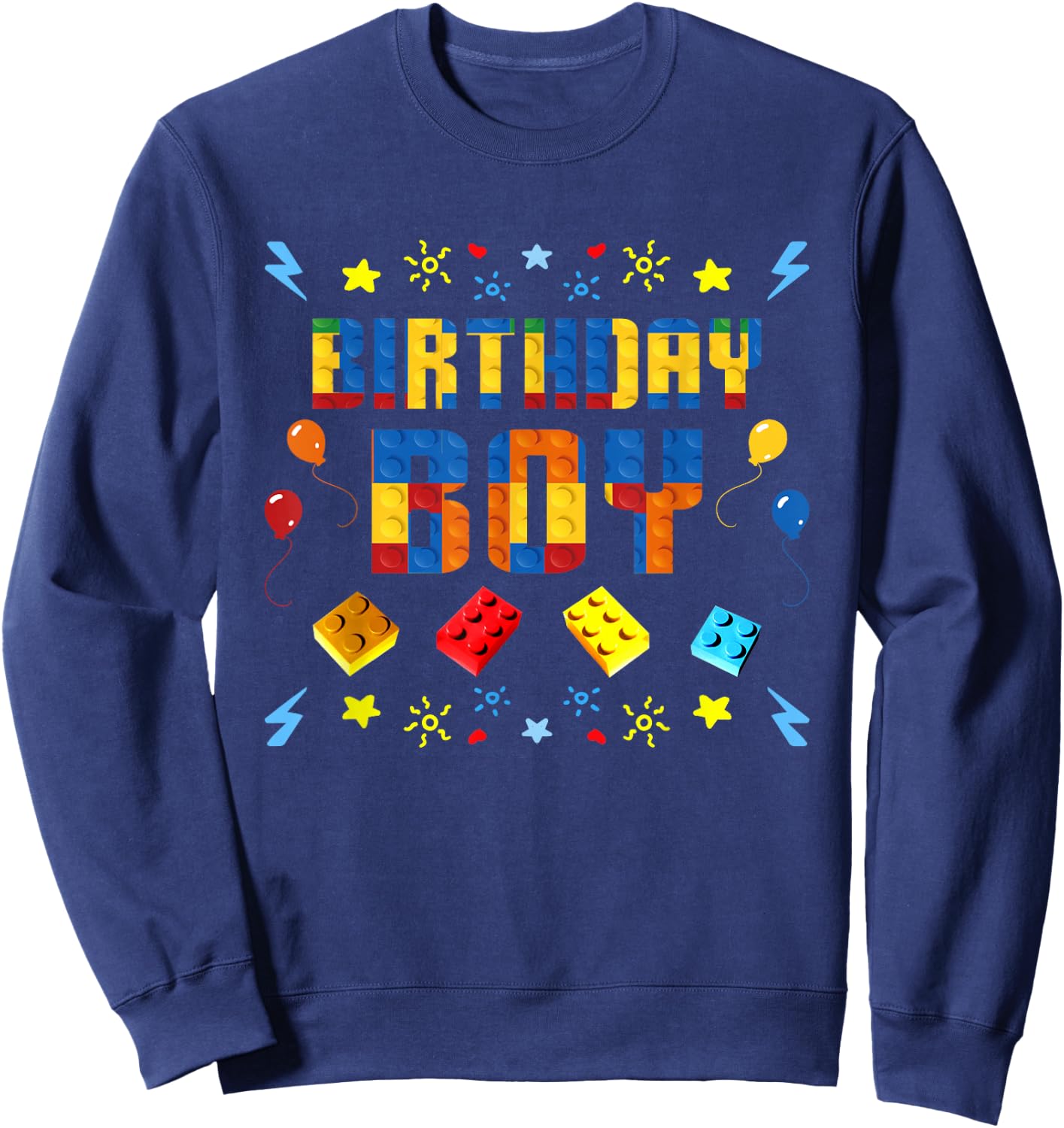 Birthday Boy Master Builder Building Blocks Matching Kids Sweatshirt - Sweatshirt | Navy