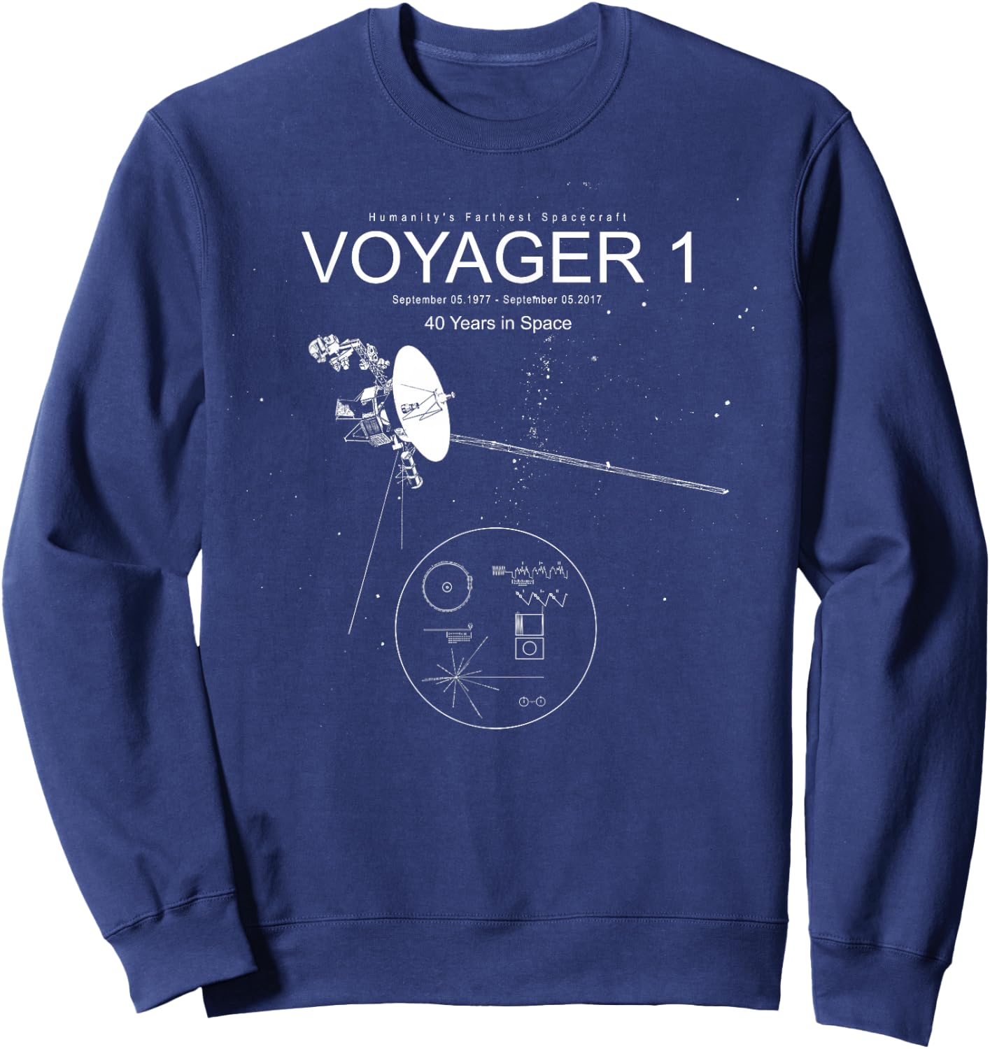 Voyager 1-Humanity's Farthest Spacecraft-40 Years in Space Sweatshirt - Sweatshirt | Navy