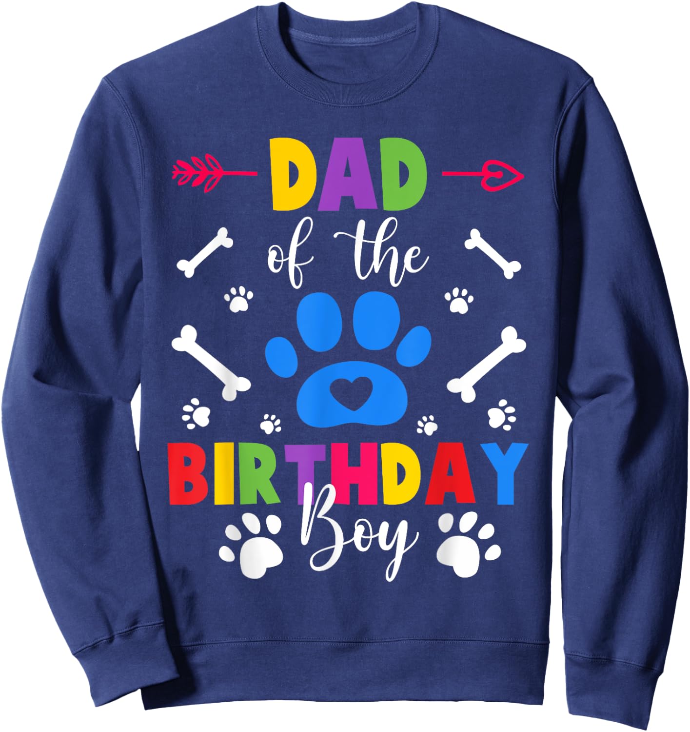 Dad And Mom Of The Birthday Boy Dog Paw Family Matching Sweatshirt - Sweatshirt | Navy