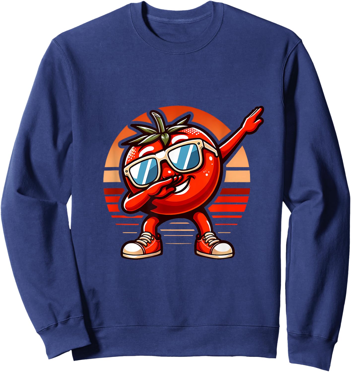 Dab Tomato Dancing Dabbing Retro Fruit Sweatshirt - Sweatshirt | Navy