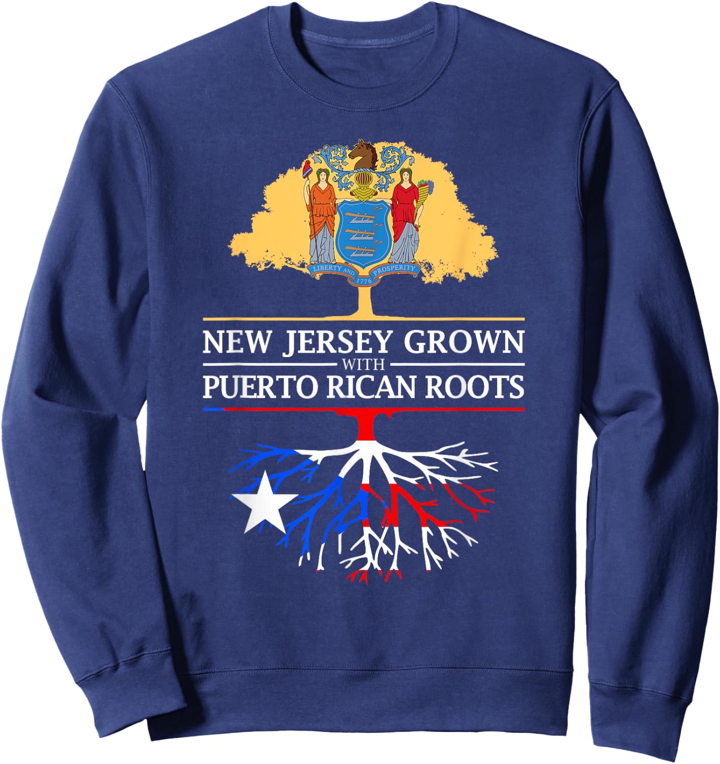 New Jersey Grown with Puerto Rican Roots Sweatshirt - Sweatshirt | Navy
