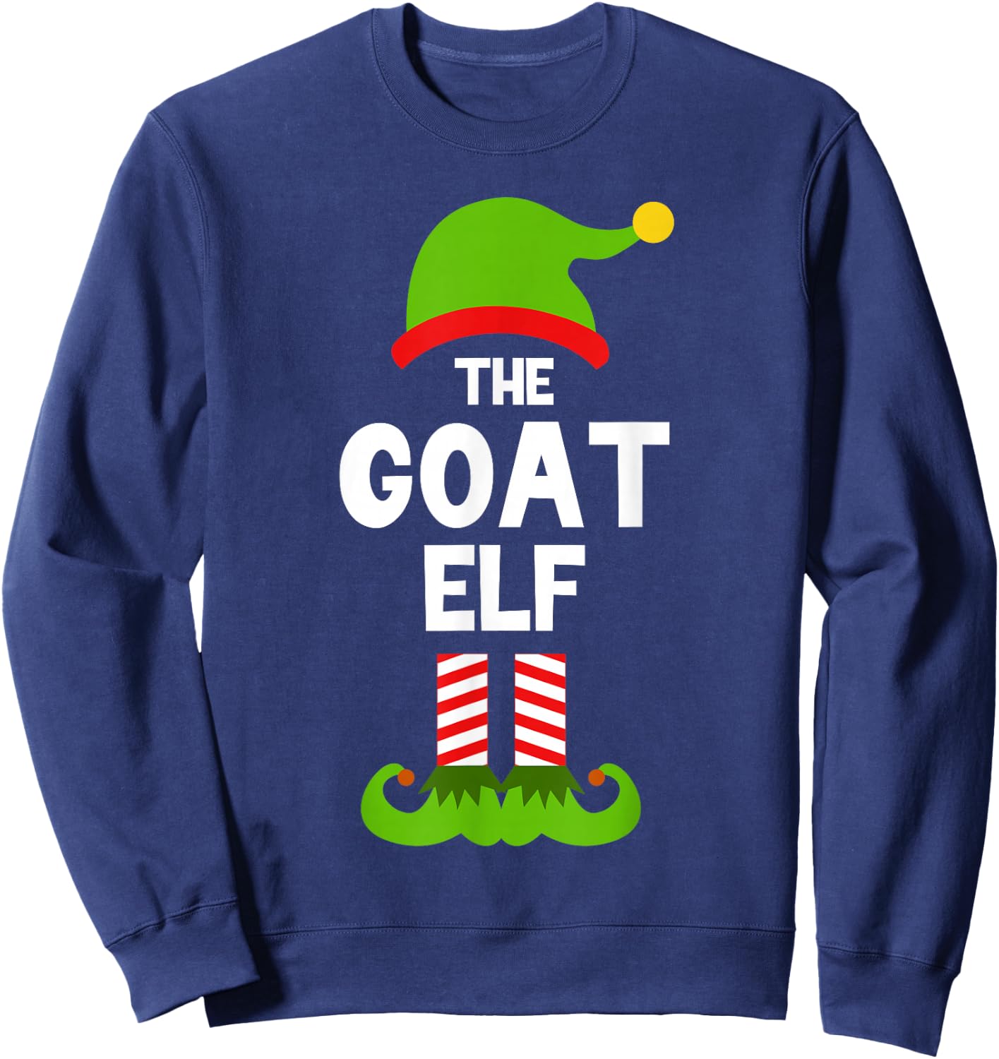 Funny The Goat Elf Christmas Family Party Pajama Sweatshirt - Sweatshirt | Navy