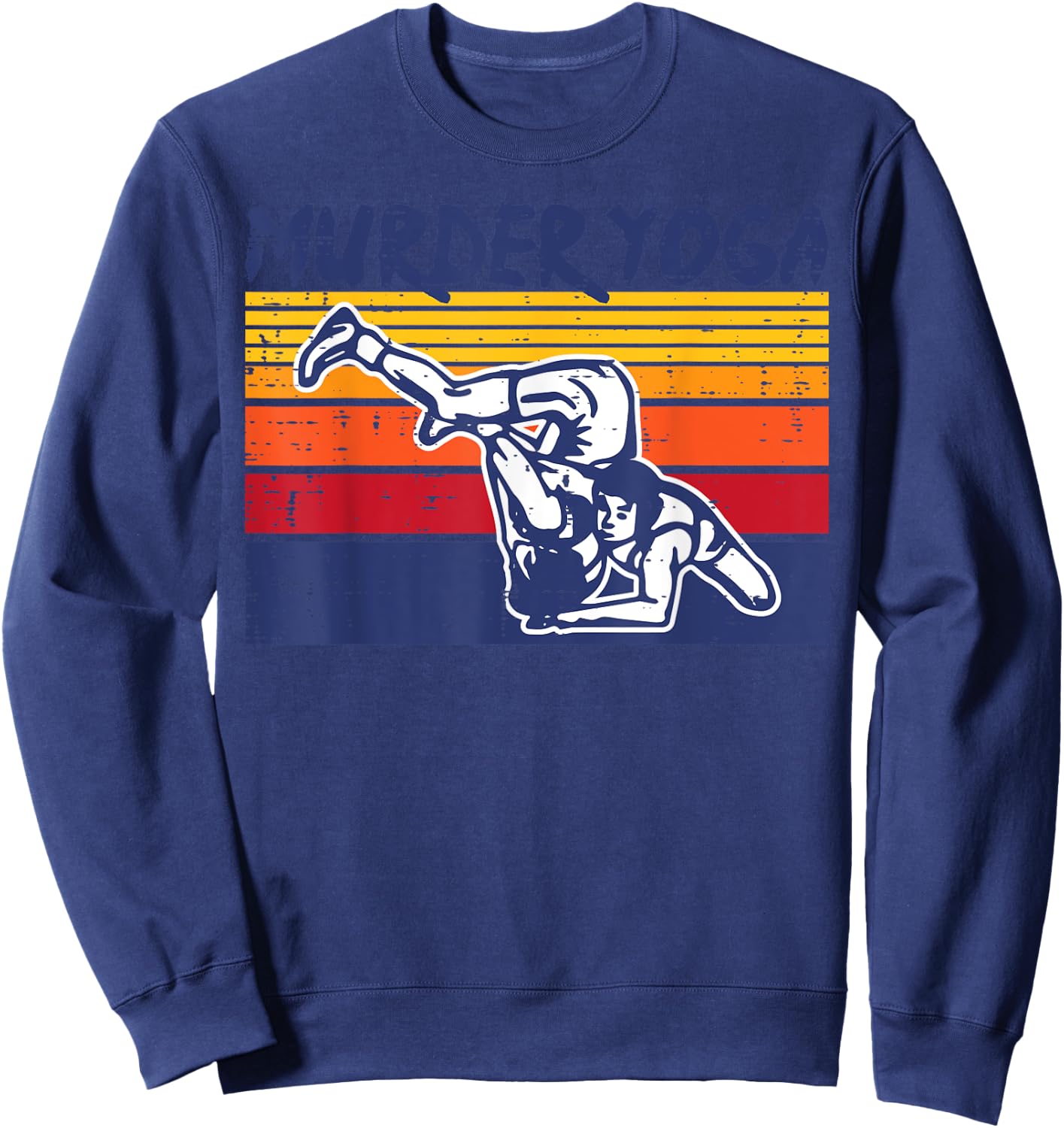 Wrestling Murder Yoga Retro Wrestler Jiu Jitsu Women Men Kid Sweatshirt - Sweatshirt | Navy