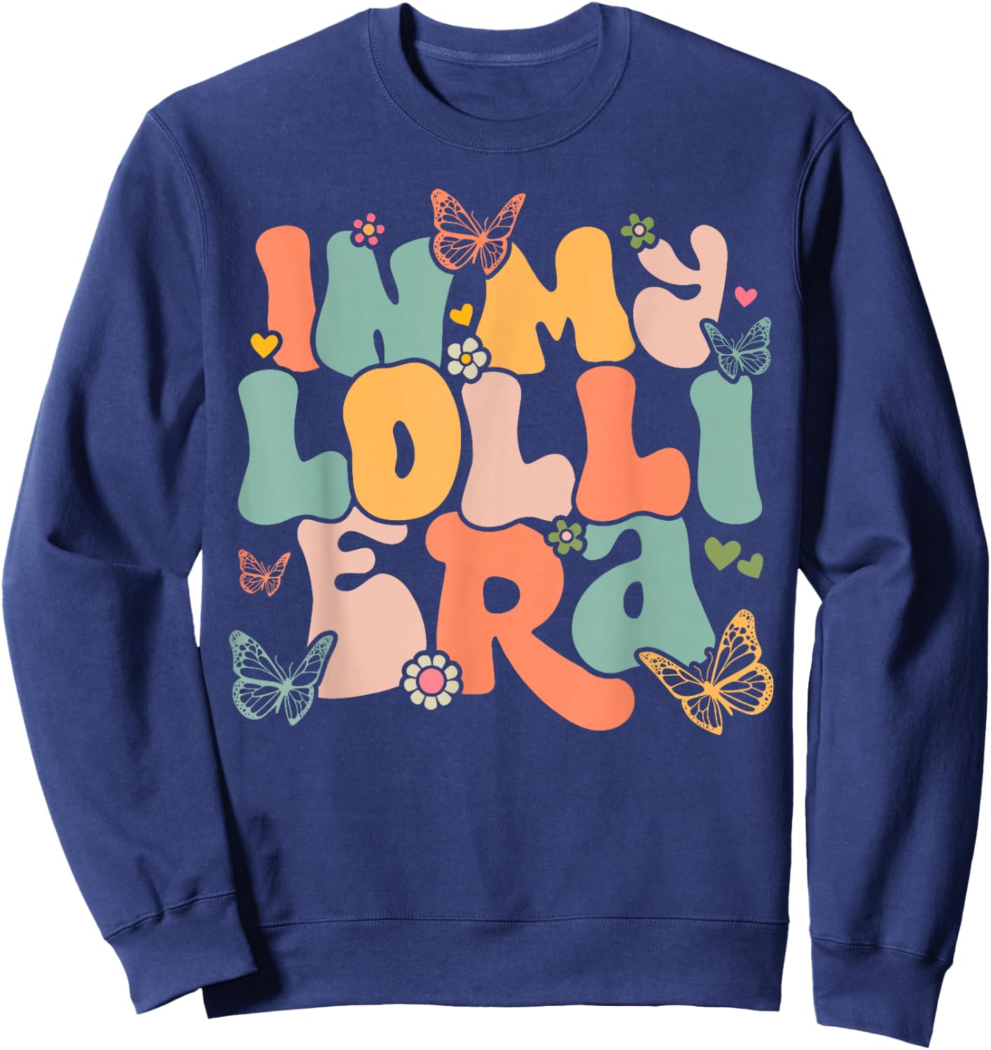 Retro Groovy In My Lolli Era Mother's Day Sweatshirt - Sweatshirt | Navy