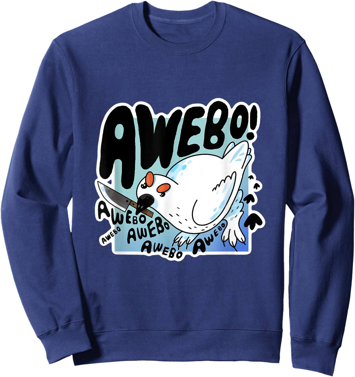 Awebo Ptarmigan Arctic Cute Bird Internet Meme Funny Chicken Sweatshirt - Sweatshirt | Navy