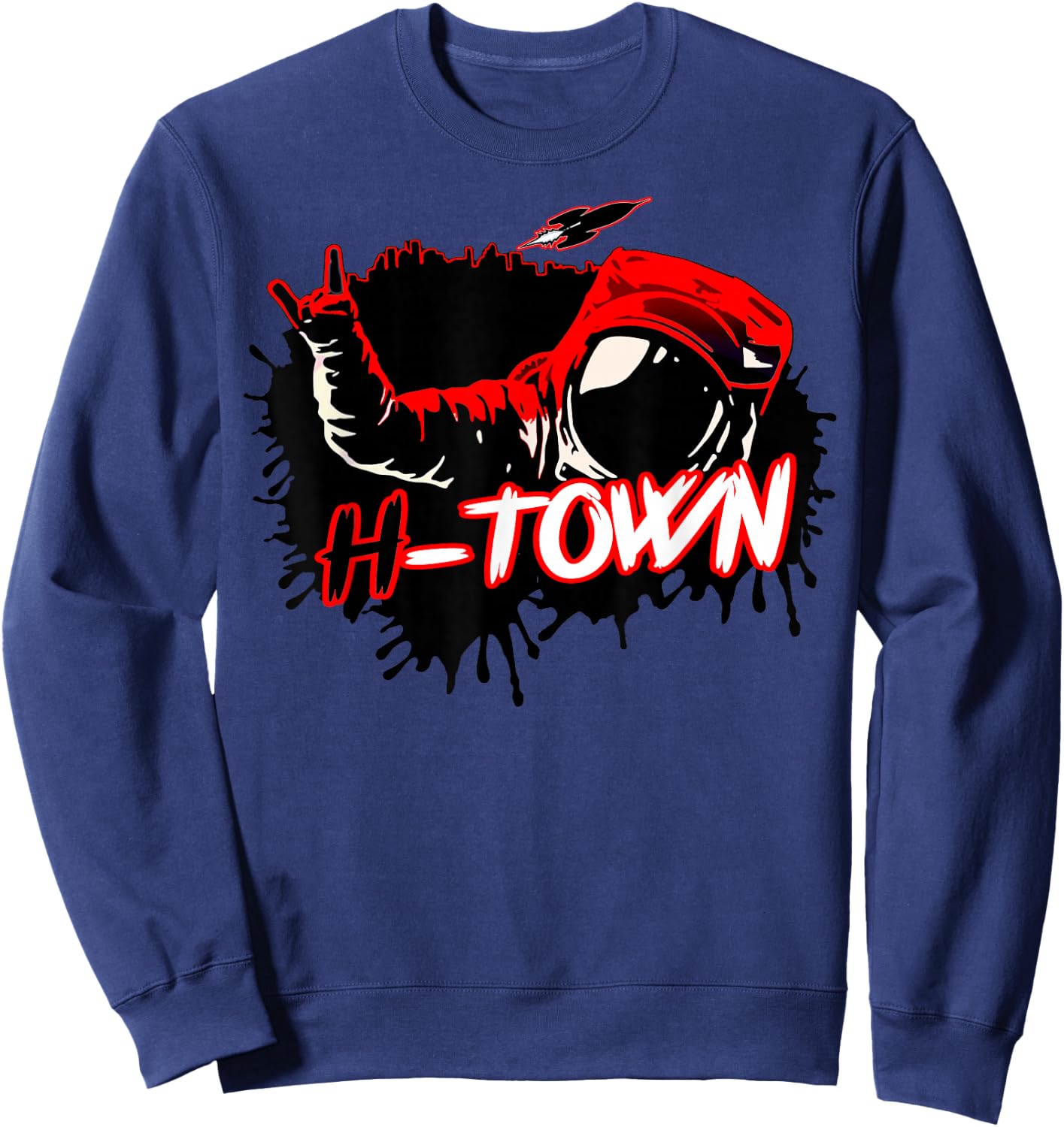 Houston Texas Astronaut H-Town Hand Sign Houston Basketball Sweatshirt - Sweatshirt | Navy