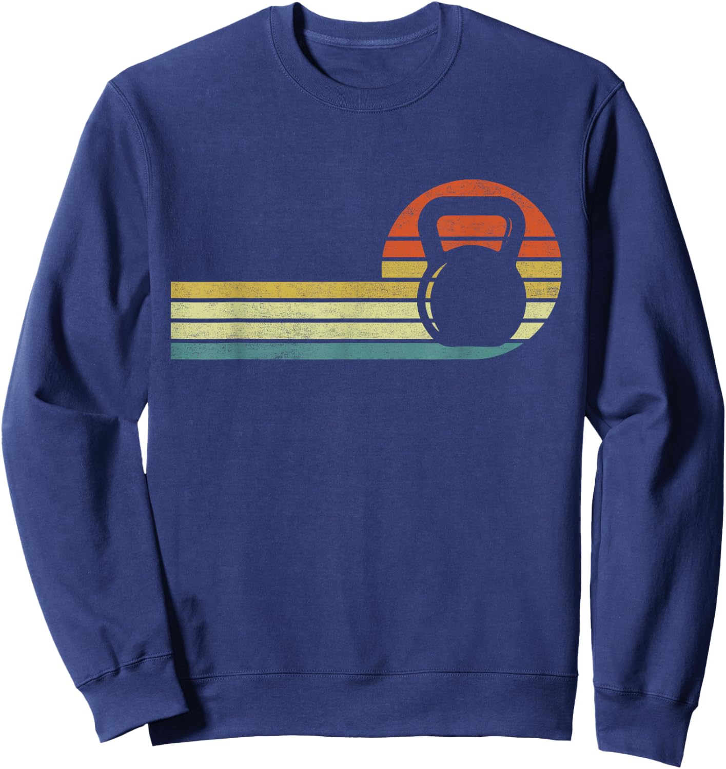 Vintage Kettlebell Workout Strong Gym Fitness Sweatshirt - Sweatshirt | Navy
