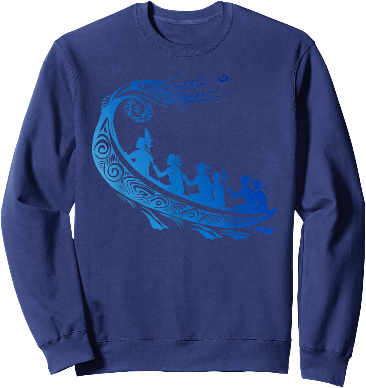 Tribal Hawaiian Outrigger Canoe Shirt - Hawaiian Tribal Sweatshirt - Sweatshirt | Navy