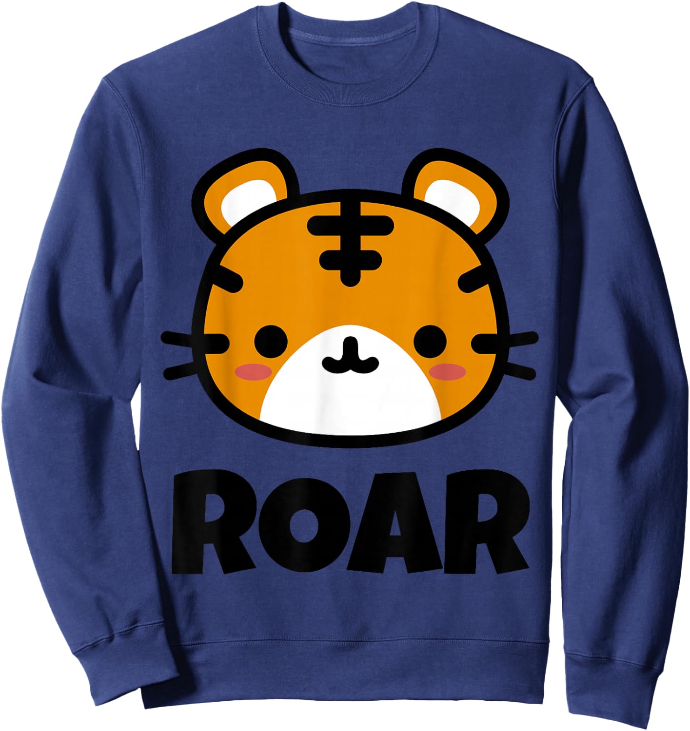 Roar Cute Childrens Tiger Shirts for Kids Cartoon Tiger Face Sweatshirt - Sweatshirt | Navy