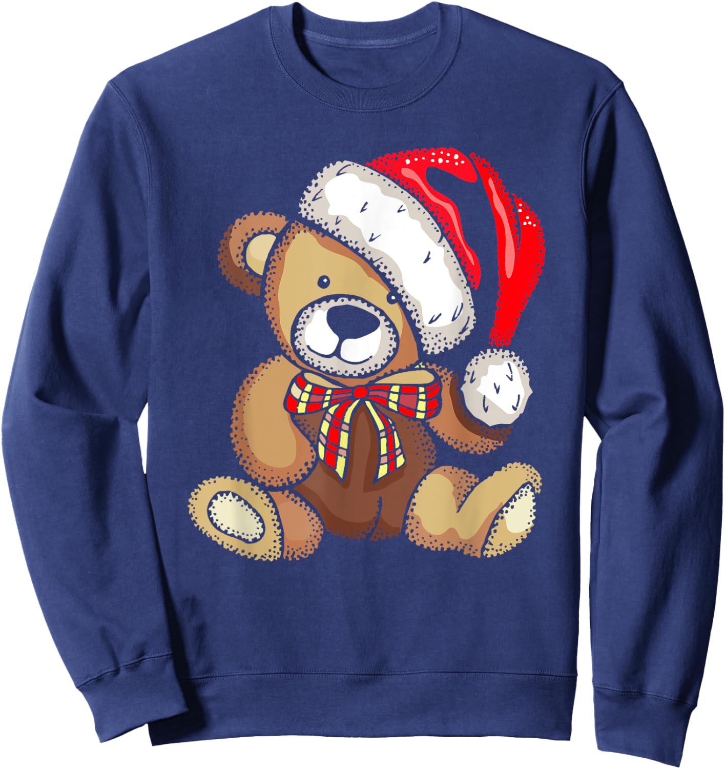 Teddy Bear Santa Hat Christmas Pajama Cute X-Mas Boys Girls Sweatshirt - Sweatshirt | Navy