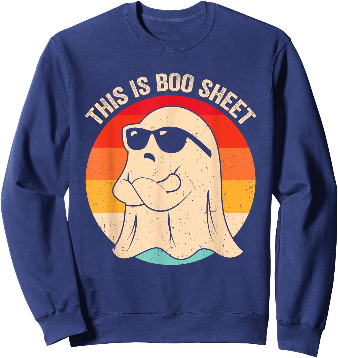 This Is Boo Sheet Ghost Retro Halloween Costume Men Women Sweatshirt - Sweatshirt | Navy