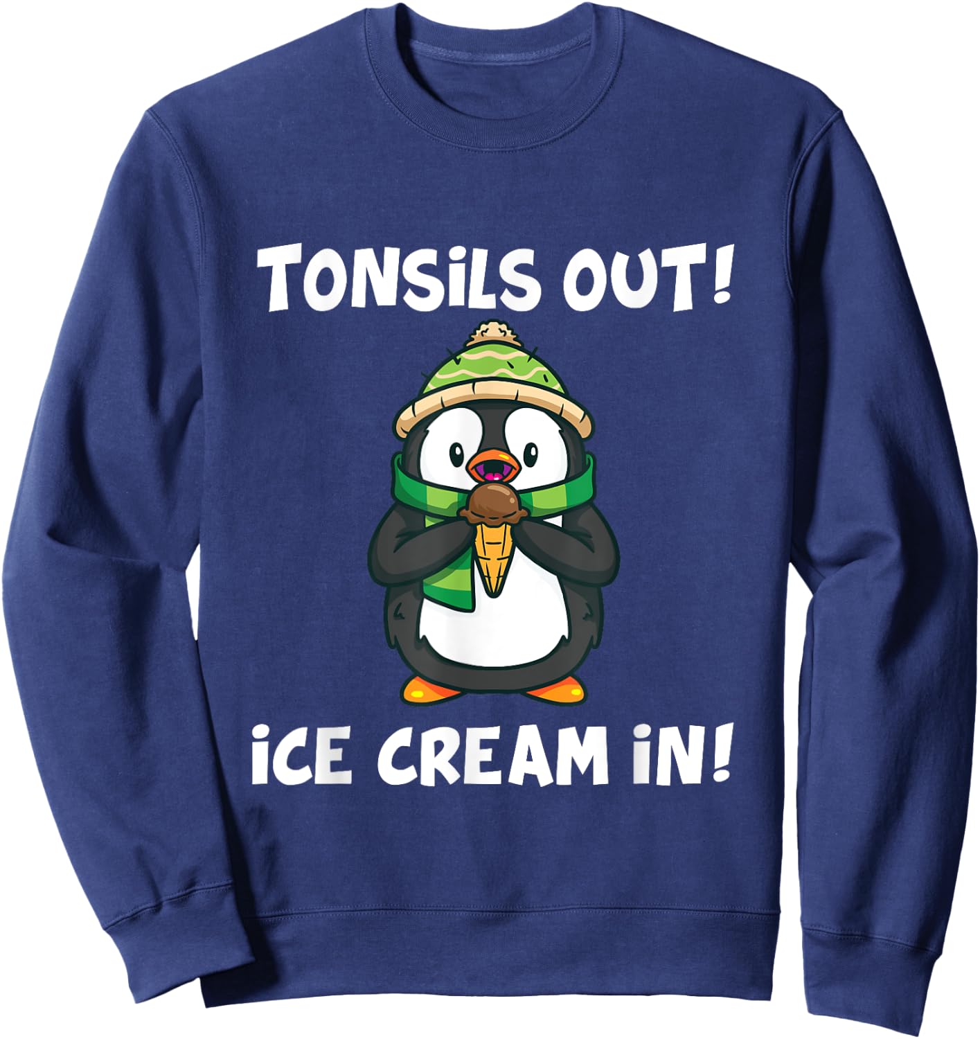 Tonsil Removal Surgery Recovery Gift Penguin Sweatshirt - Sweatshirt | Navy