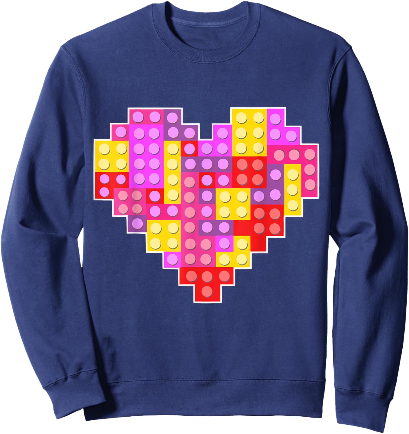 Cute Heart Building Blocks Lover Master Builder Girls Kids Sweatshirt - Sweatshirt | Navy