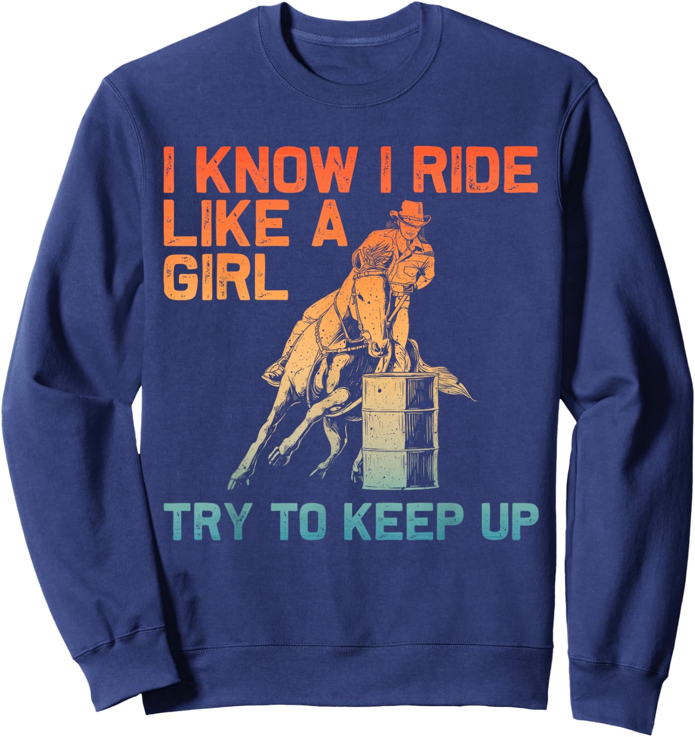 Barrel Racing Design Girls Cowgirl Barrel Racing Sweatshirt - Sweatshirt | Navy