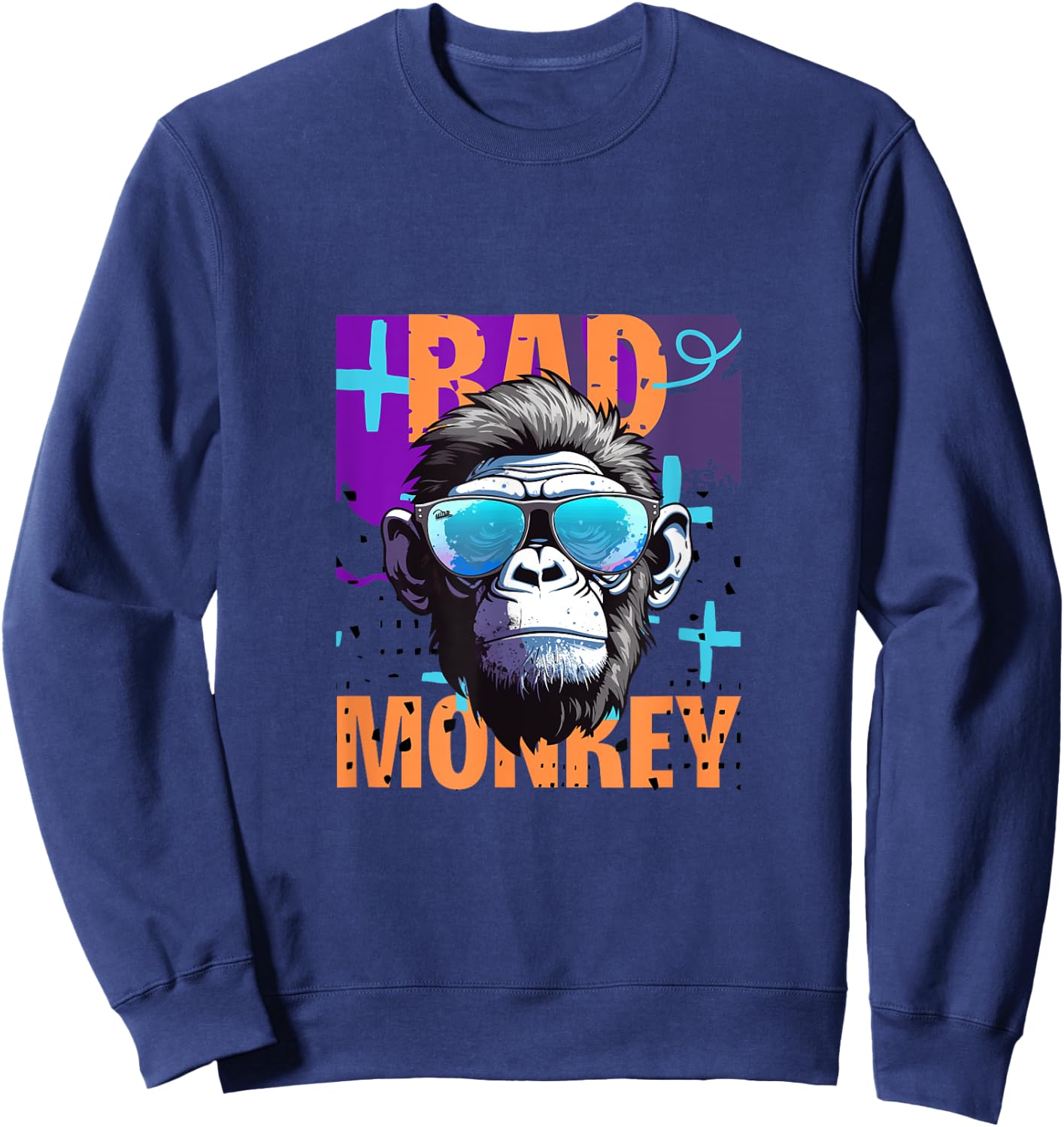 Jon De Voui Bad Monkey - -Adults, Kids - Black - Small - Short Sleeve Sweatshirt - Sweatshirt | Navy