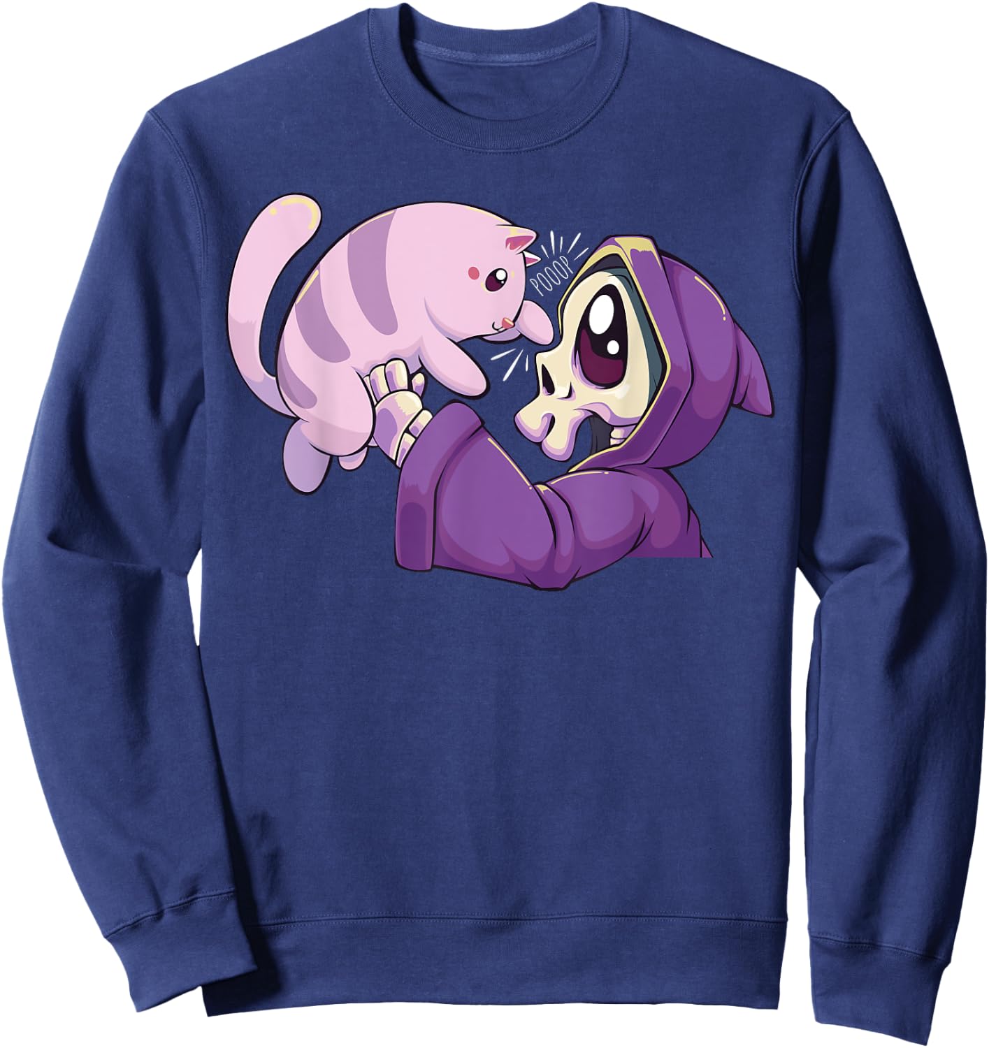 Pastel Goth Kawaii Reaper and Cat Women Sweatshirt - Sweatshirt | Navy
