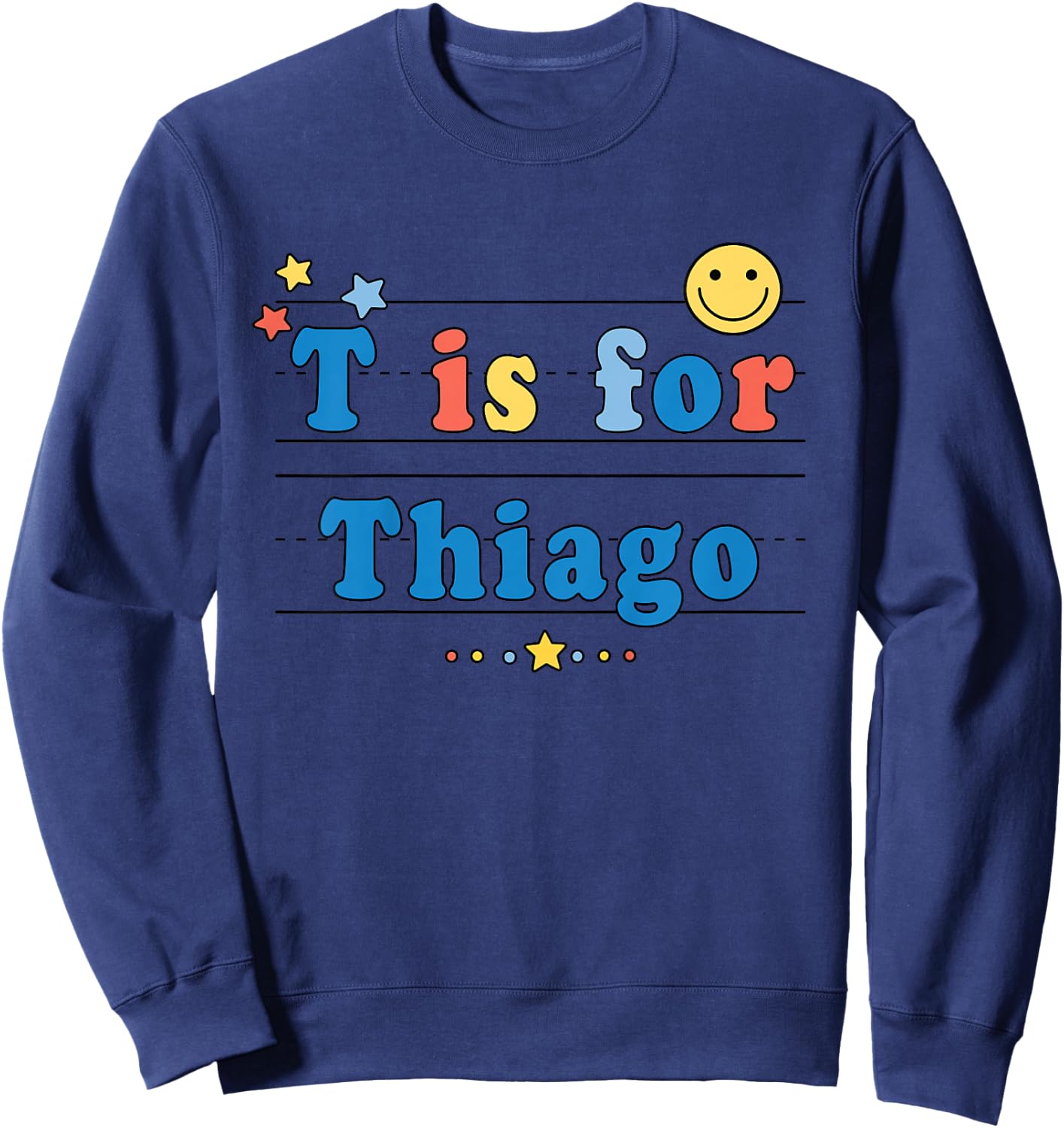Kids Thiago Name Shirt Alphabet T is for Thiago Sweatshirt - Sweatshirt | Navy