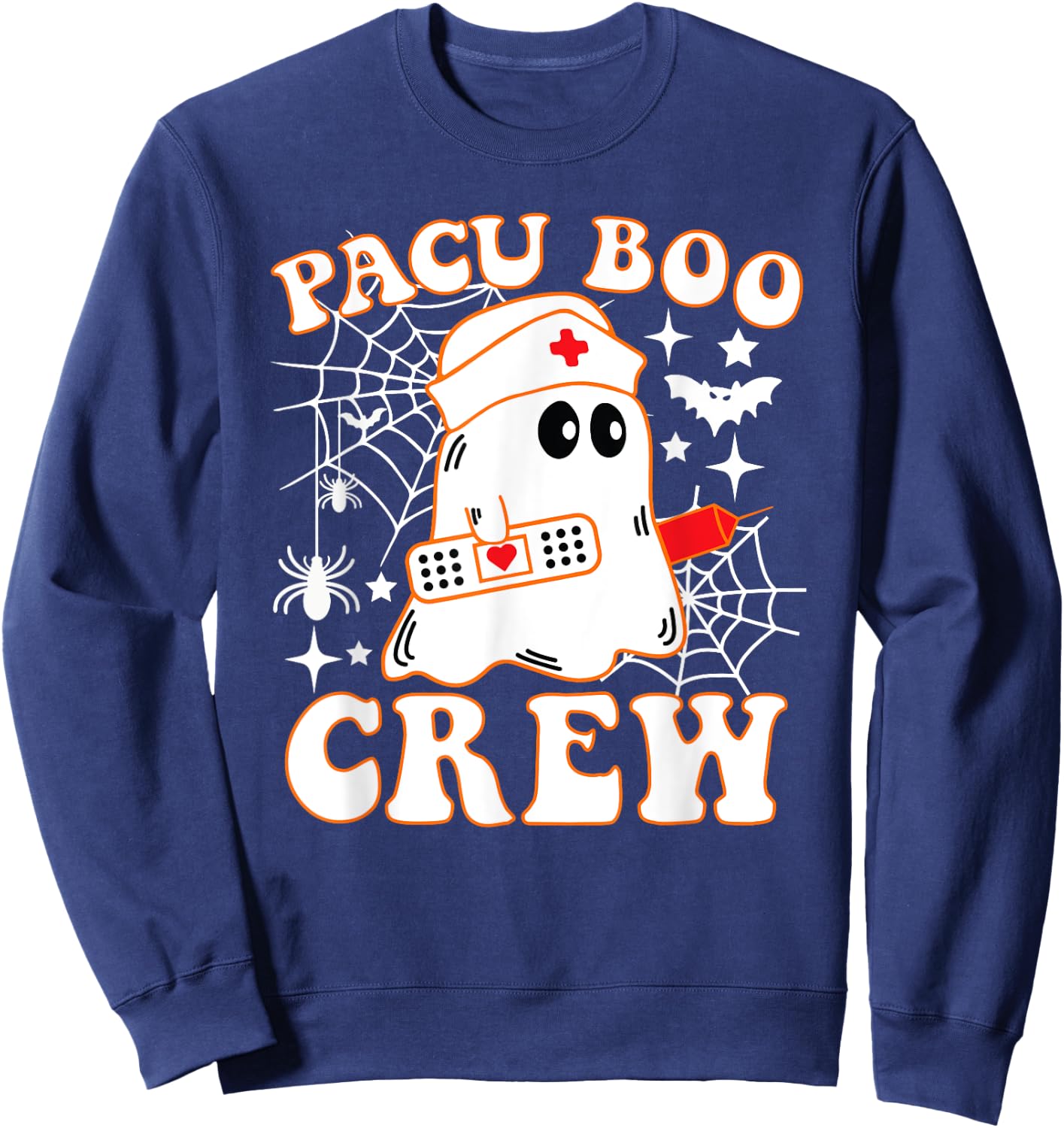 PACU Boo Crew Nurse Funny Ghost Halloween Costume Sweatshirt - Sweatshirt | Navy