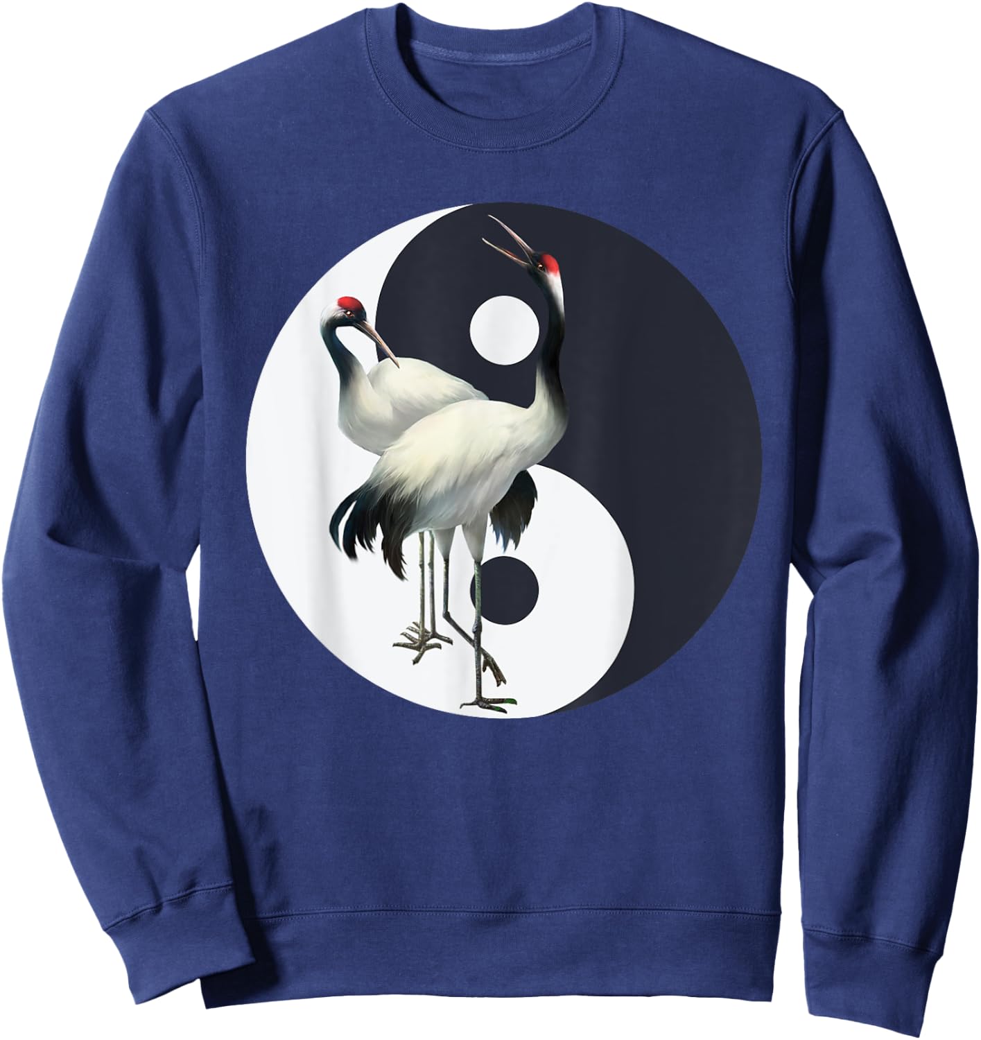 Tai Chi White Crane Yin, Yang, Qi Gong, Chinese White Bird Sweatshirt - Sweatshirt | Navy