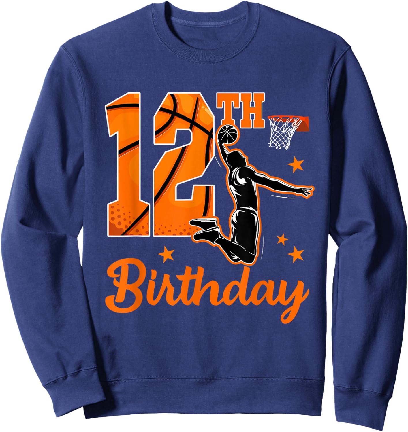 12th Birthday Basketball Theme 12 Year Old Boy Party Sweatshirt - Sweatshirt | Navy