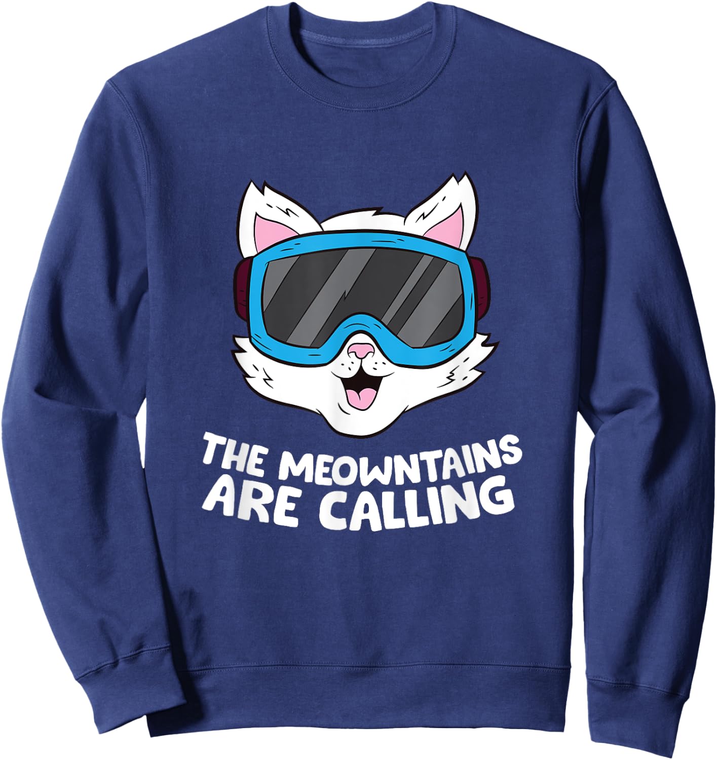 Funny Snowboard Ski Goggle For Snowboarding Cat Skiing Women Girls Kids Sweatshirt - Sweatshirt | Navy