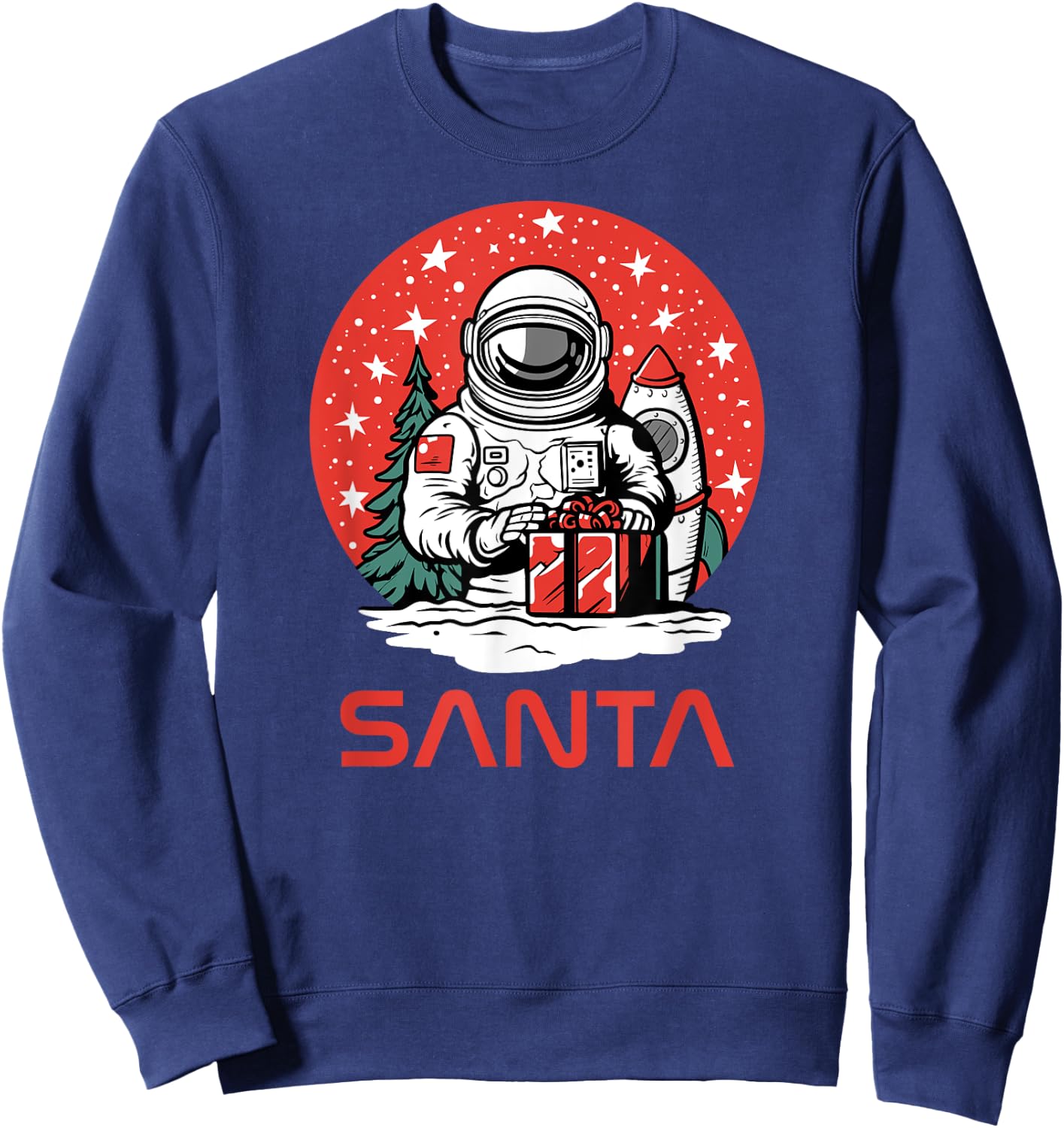 Space Santa Claus Astronaut Cosmos Presents Cool Christmas Sweatshirt - Sweatshirt | Navy