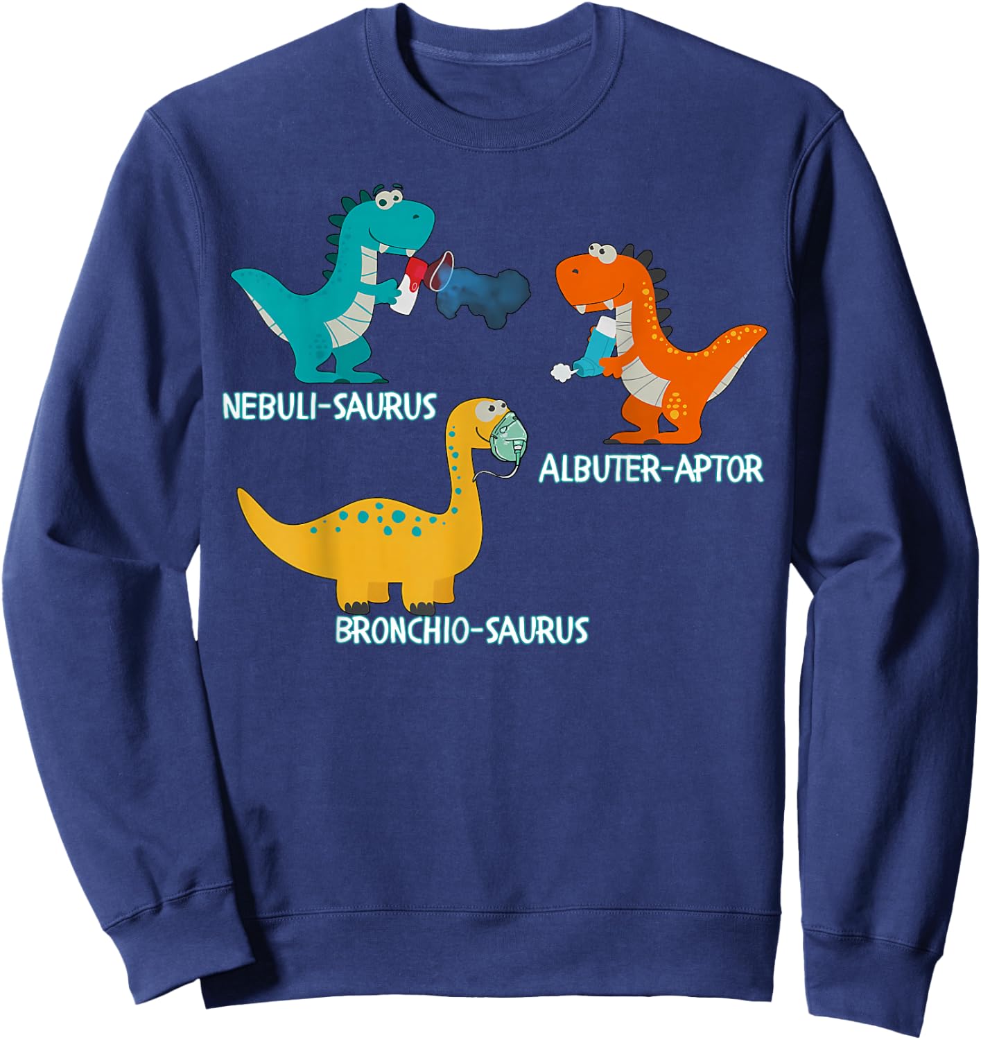 Dinosaur Pediatric Respiratory Therapy PEDS PICU RRT Crew Sweatshirt - Sweatshirt | Navy