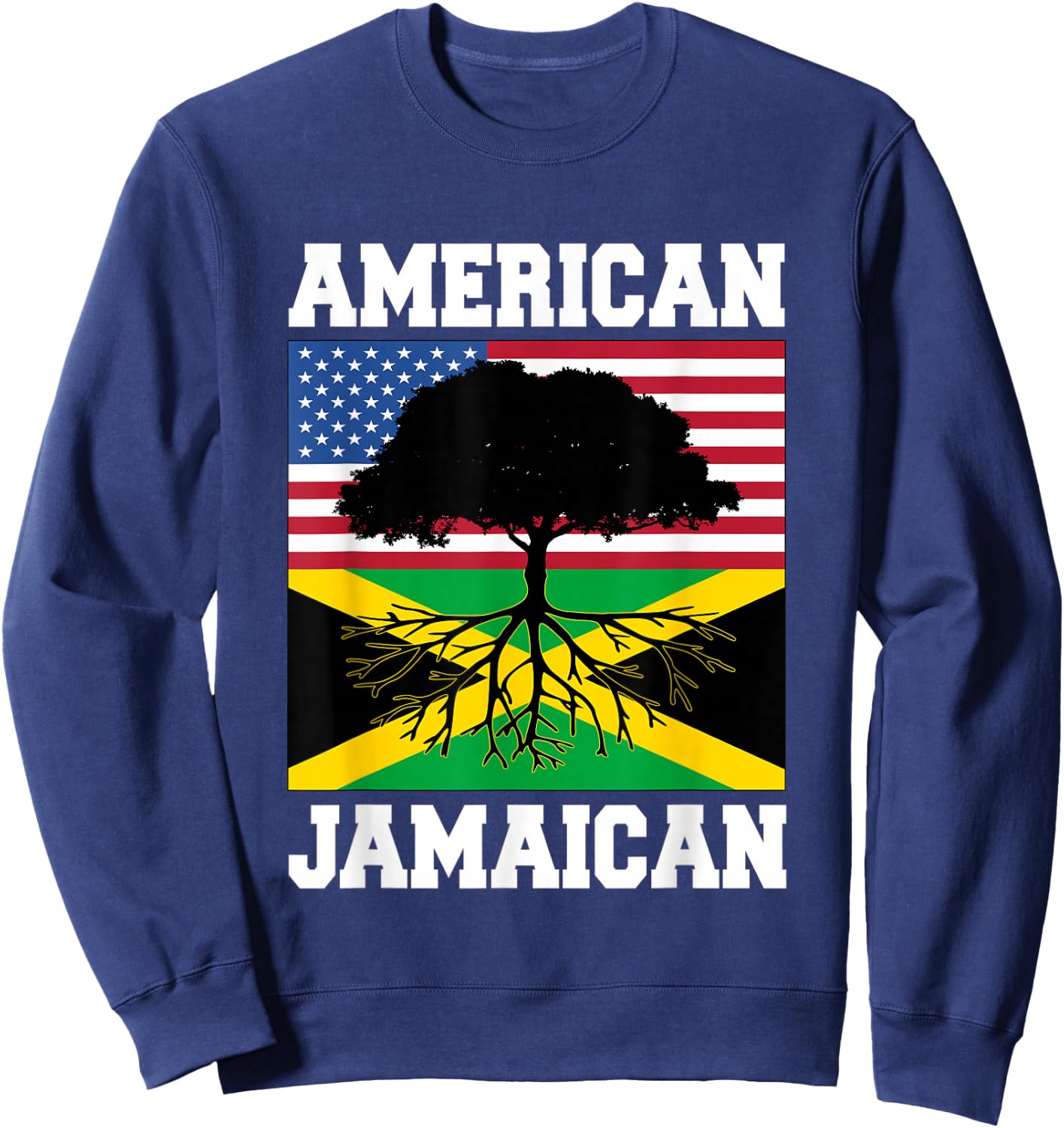 USA Jamaica Flag Jamaican Roots American Born America Small Sweatshirt - Sweatshirt | Navy