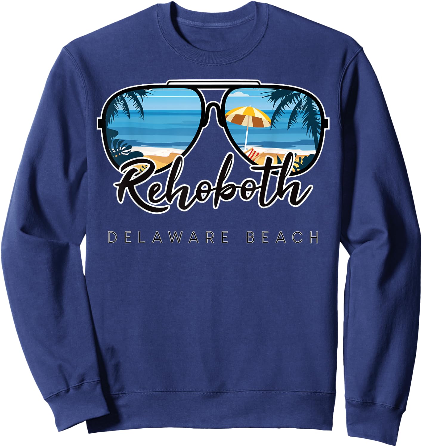 Rehoboth Beach Delaware Palm Tree Sunglasses Souvenir Men Women Kids Sweatshirt - Sweatshirt | Navy