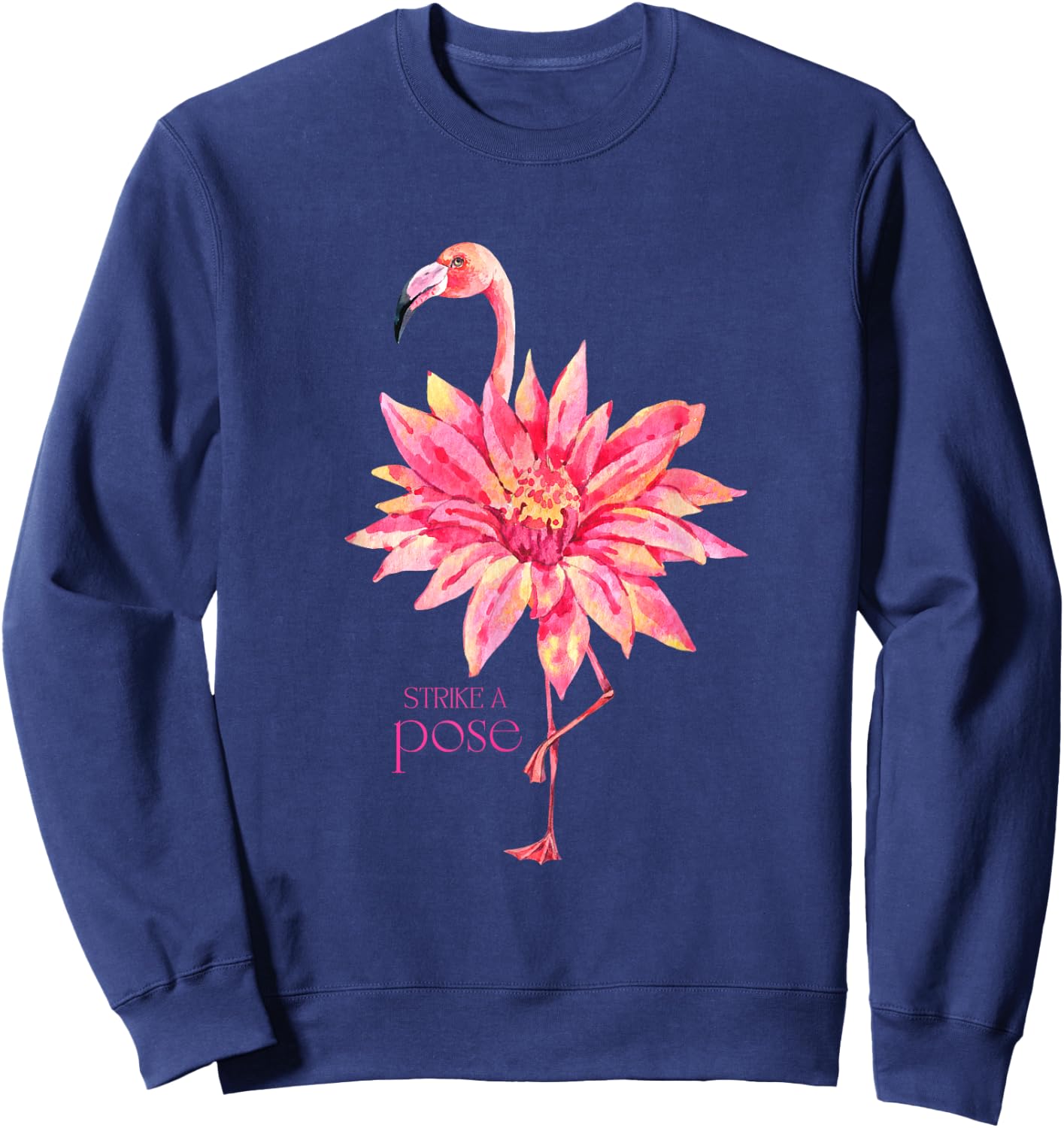 Pink Flamingo Strike a Pose Sweatshirt - Sweatshirt | Navy
