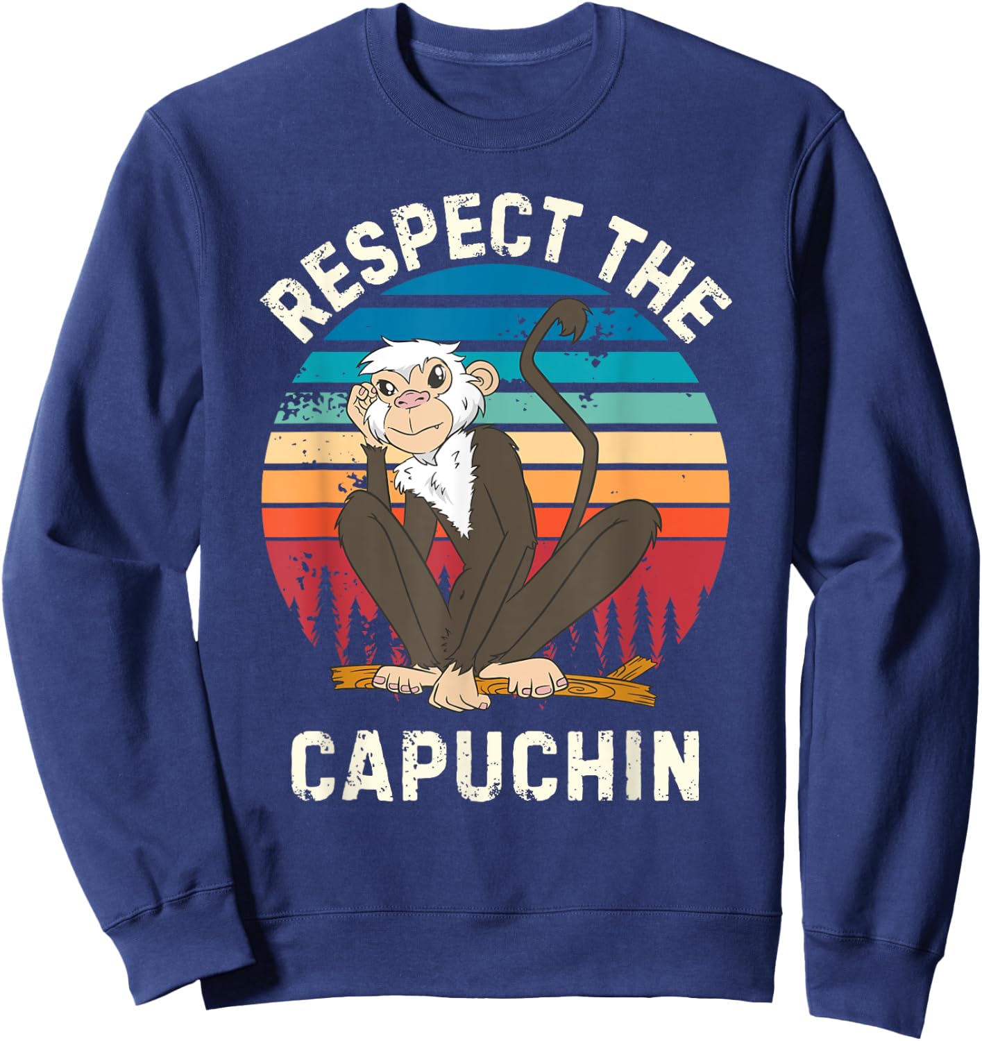 Retro Respect The Capuchin Vintage Capuchin MonkeyLover Sweatshirt - Sweatshirt | Navy
