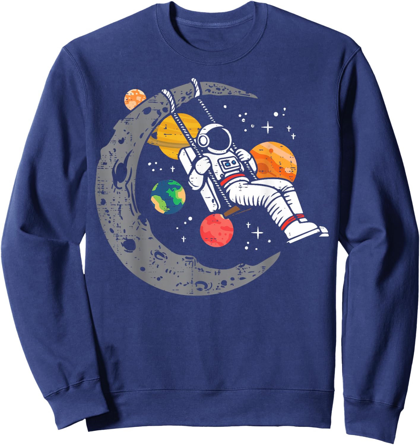 Astronaut Moon Swing Planets Space Galaxy Women Kids Men Sweatshirt - Sweatshirt | Navy
