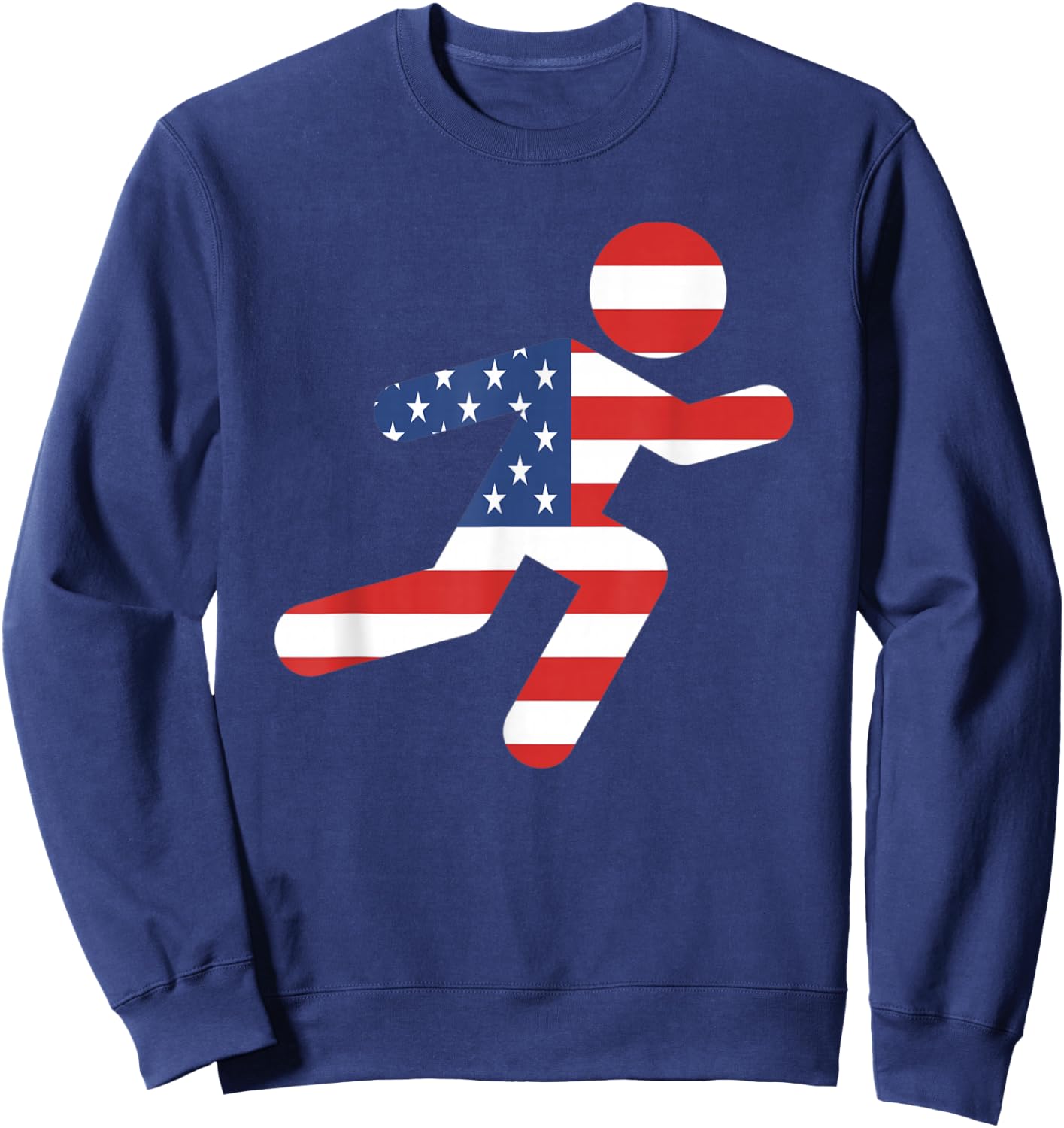 Red White and Blue Patriotic Runner Running Man - USA Sweatshirt - Sweatshirt | Navy