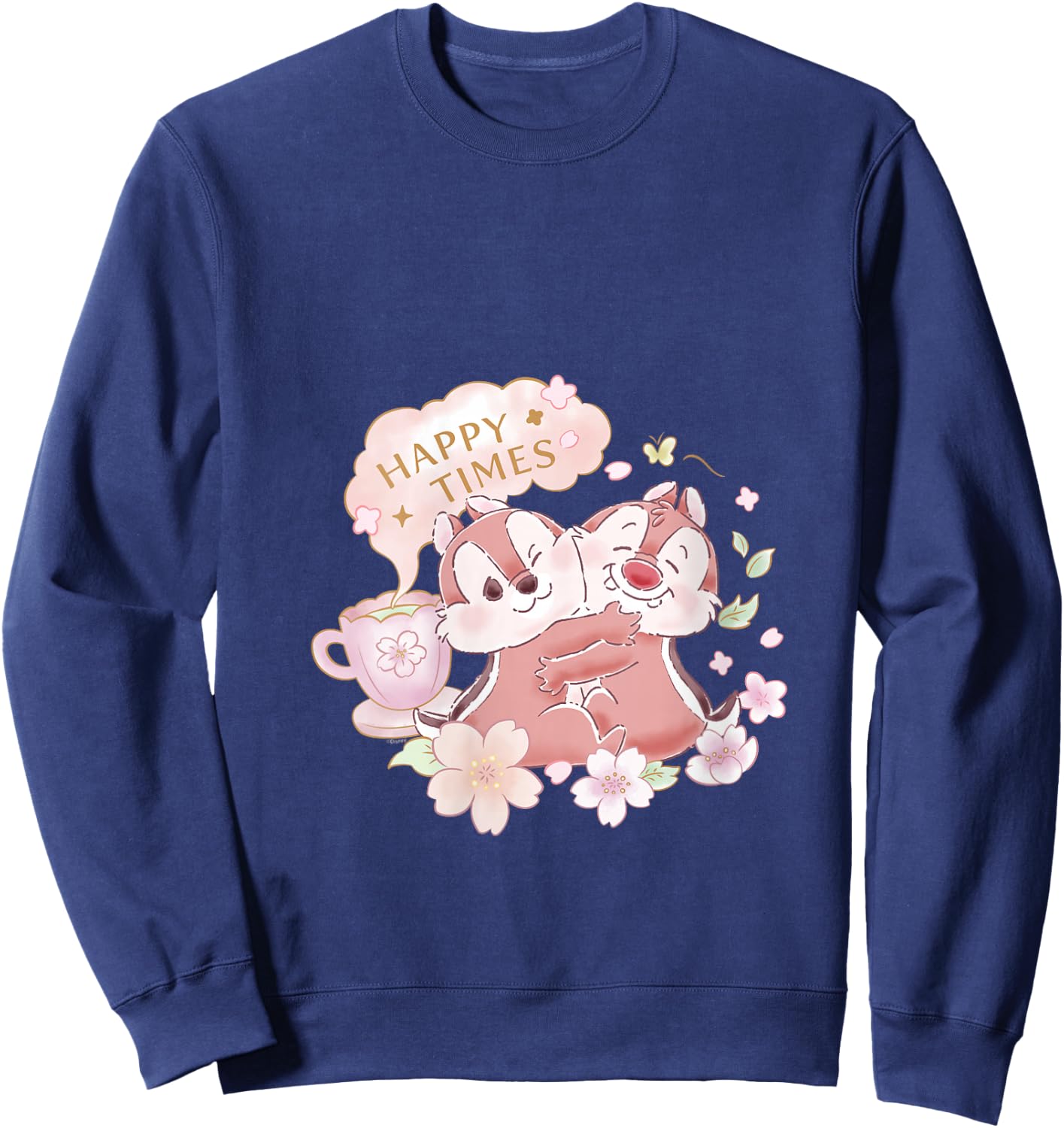 Disney Chip 'n Dale Happy Times Sakura Spring Cherry Blossom V-Neck Sweatshirt - Sweatshirt | Navy